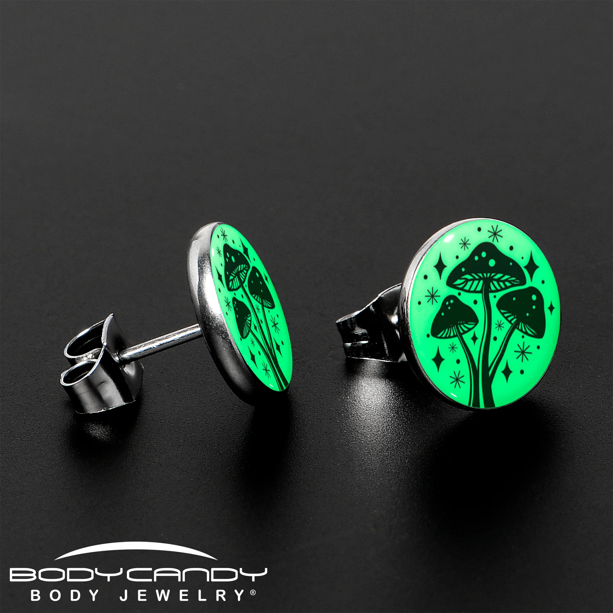 Mystic Mushroom Glow in the Dark Stud Earrings by Onyx O - Image 3