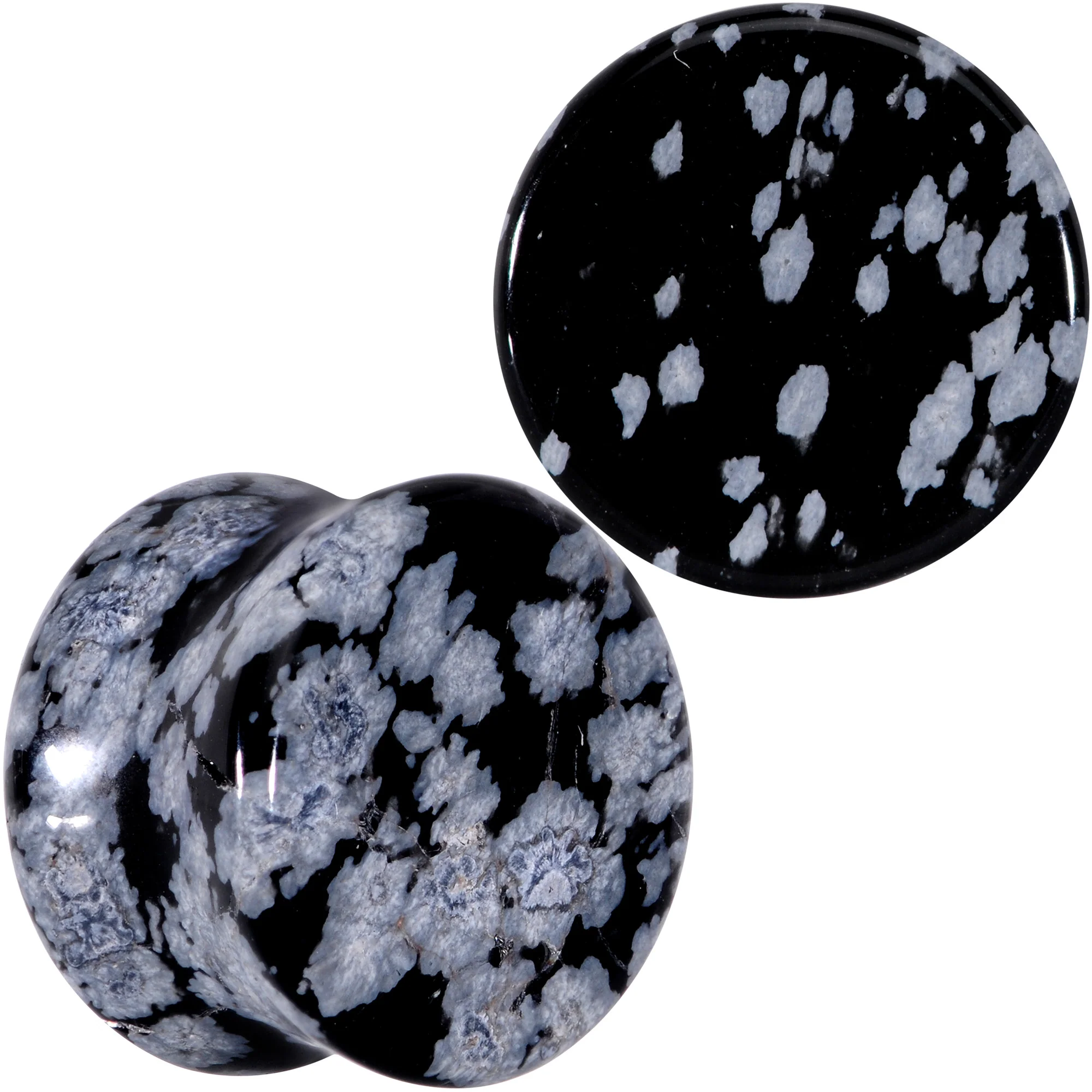 Natural Black White Snowflake Obsidian Saddle Plug Set - Image 9