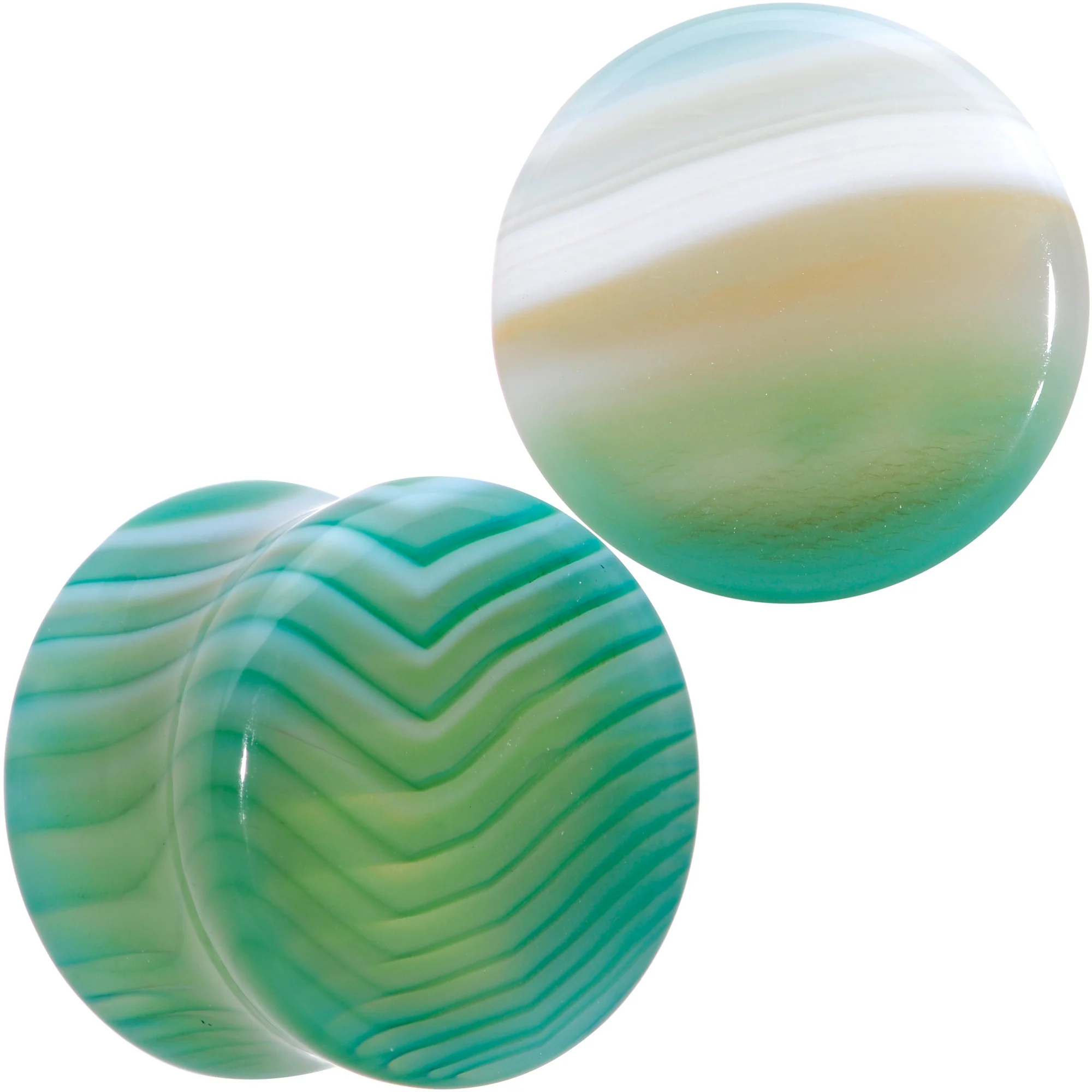 Natural Green Line Agate Stone Saddle Plug Set - Image 12
