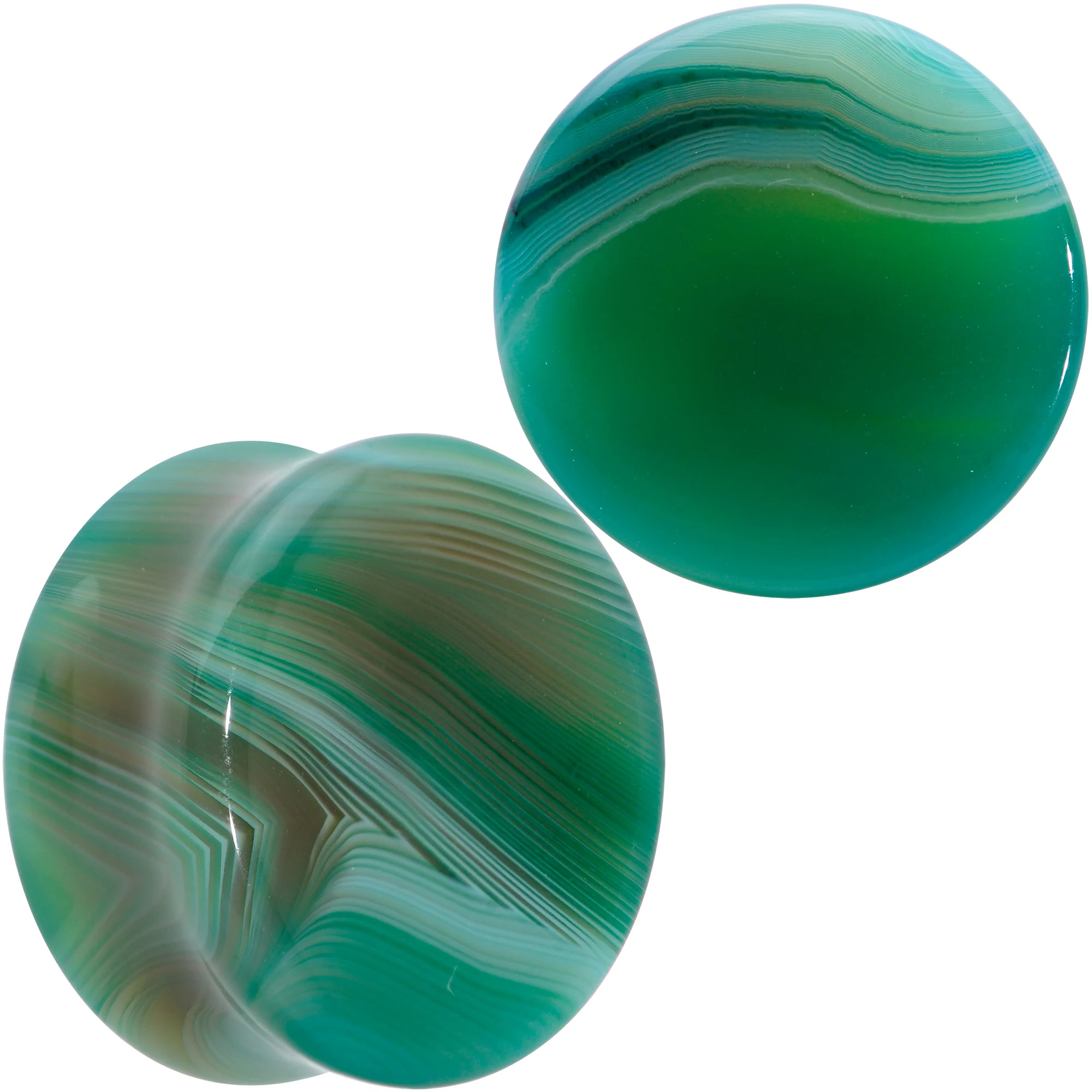 Natural Green Line Agate Stone Saddle Plug Set - Image 14