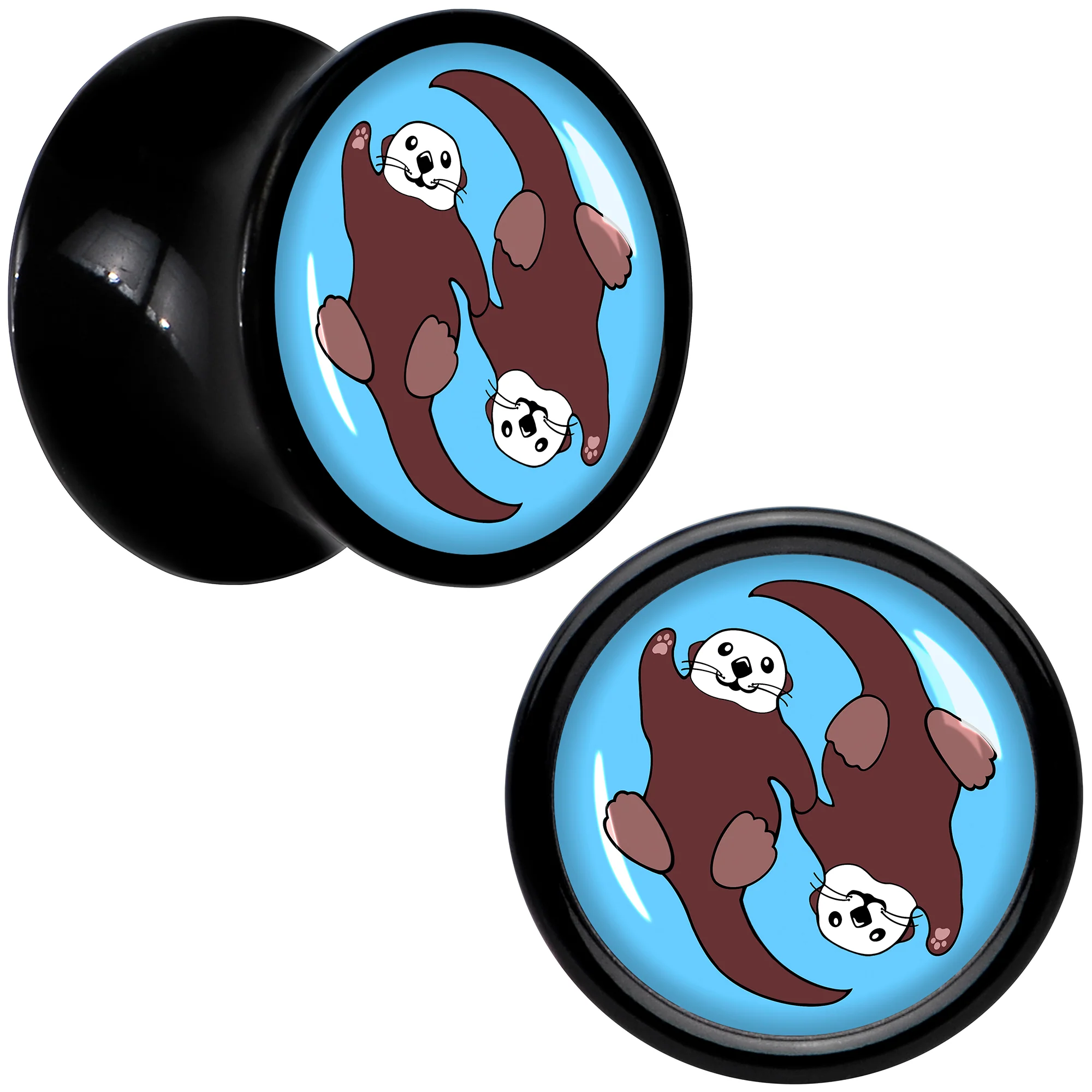 Oh My Otters Animal Black Acrylic Saddle Plug Set by Onyx O - Image 3