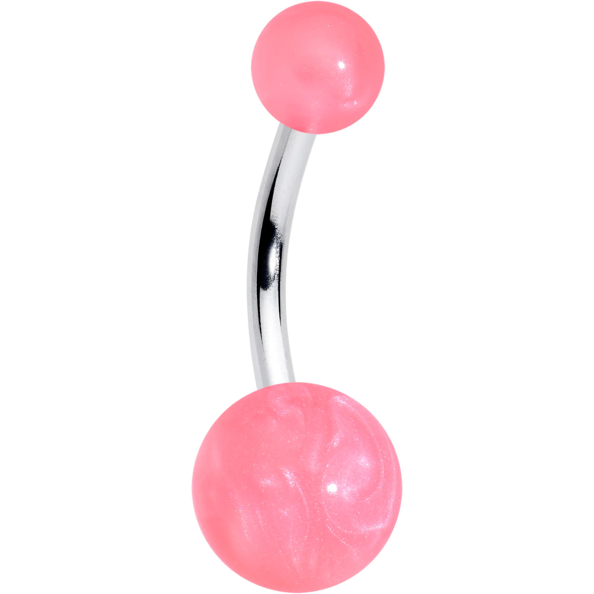 Opaque Bright Pink Ends Belly Ring