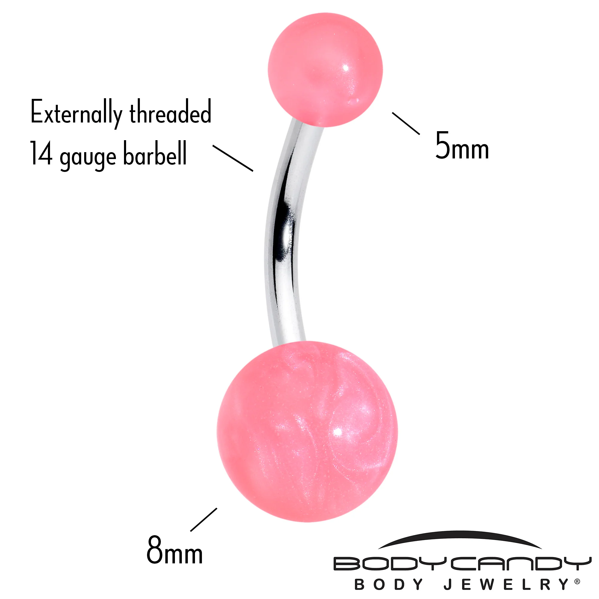 Opaque Bright Pink Ends Belly Ring - Image 2