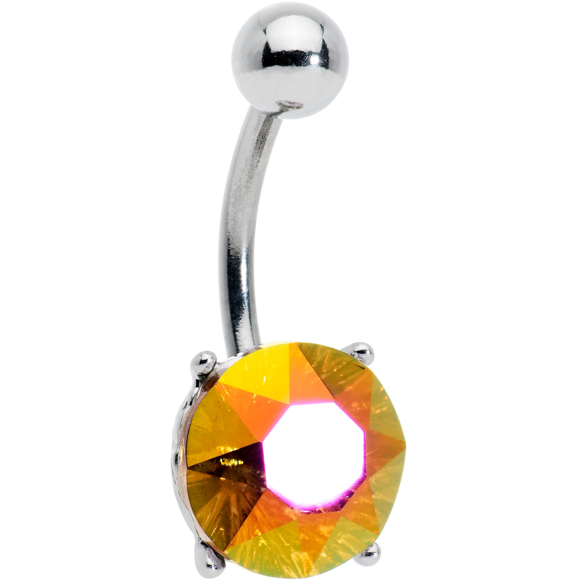 Orange Gem Simply Elegant Style Belly Ring - Image 2