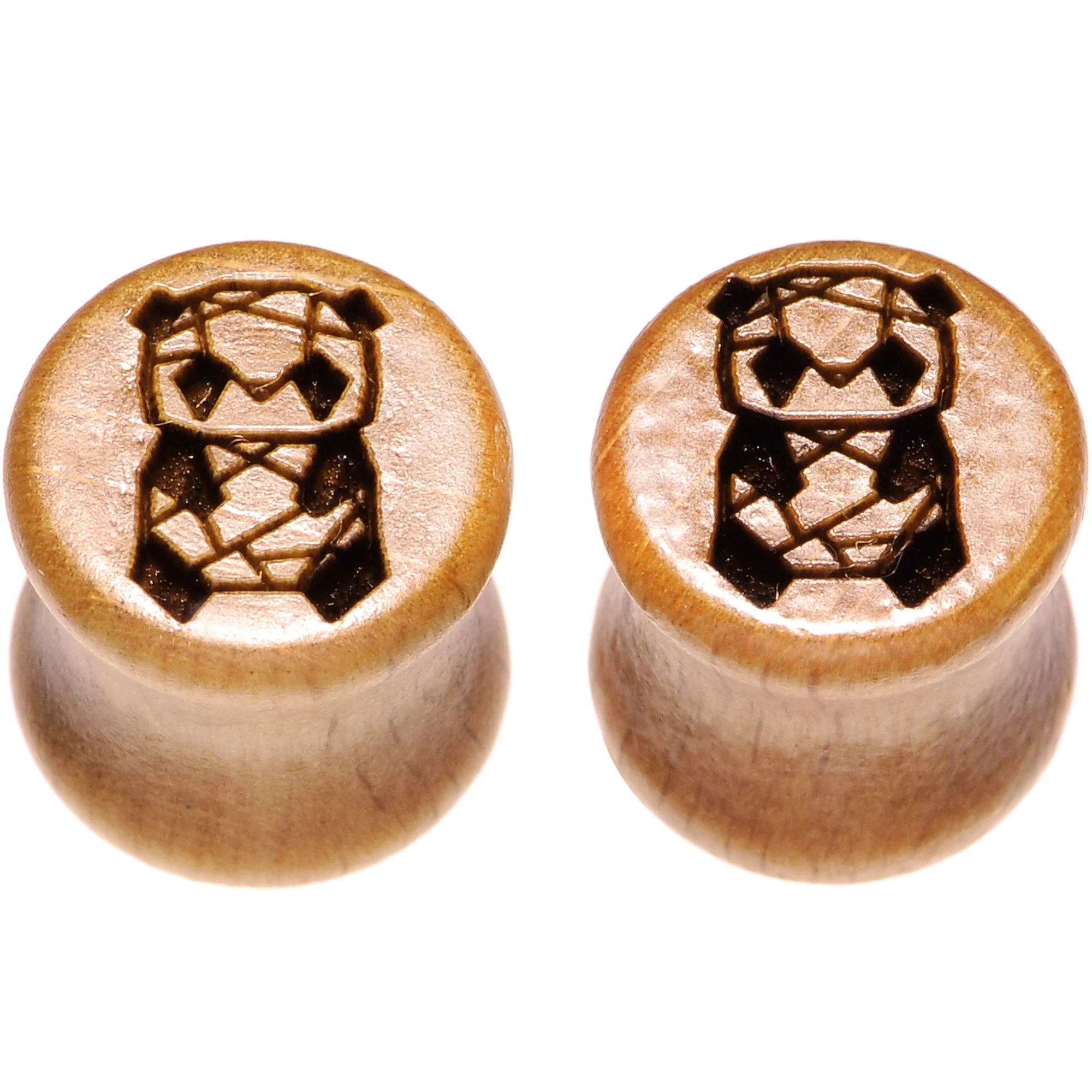 Organic Beechwood Geometric Panda Saddle Plug Set 0G to 25mm - Image 2