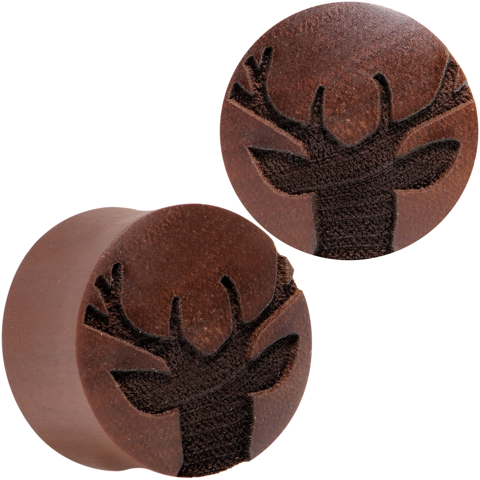 Organic Sawo Wood Holiday Antler Deer Saddle Plug Set Sizes 8mm to 25mm - Image 4