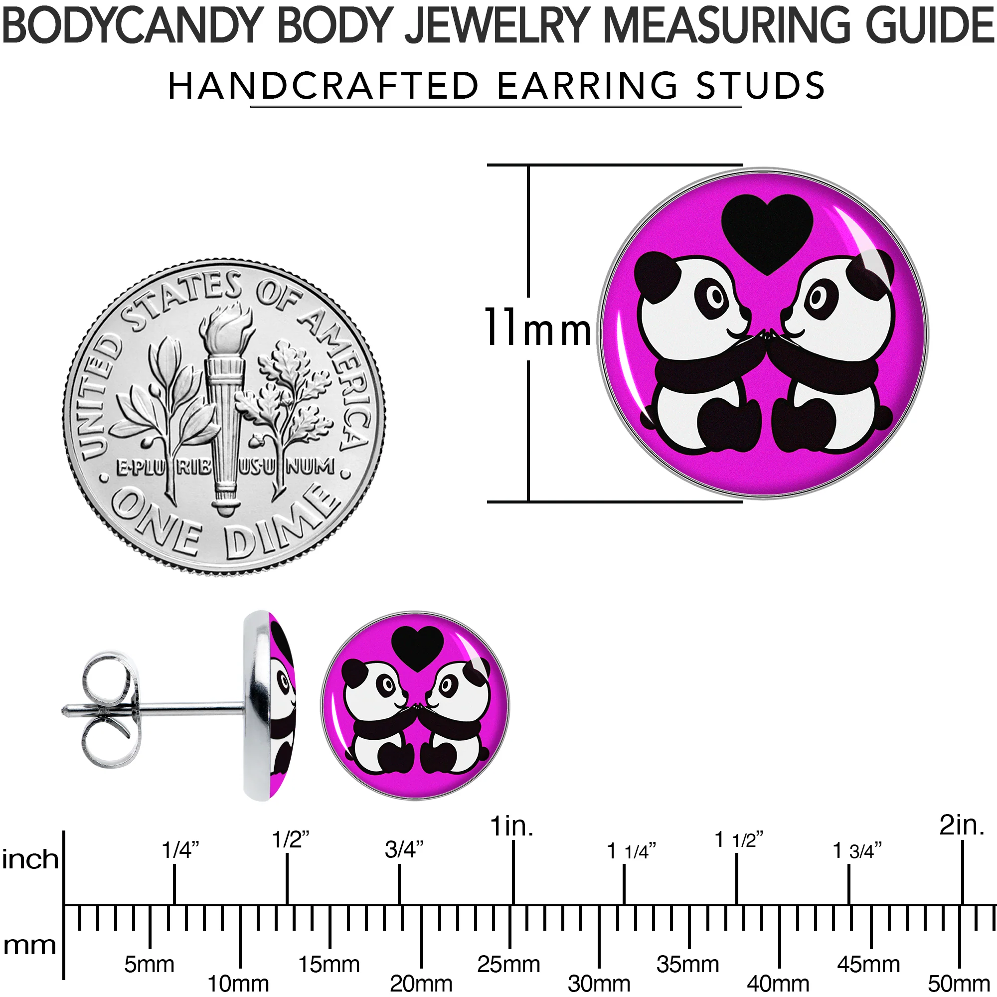 Panda Love Stud Earrings by Onyx O - Image 6
