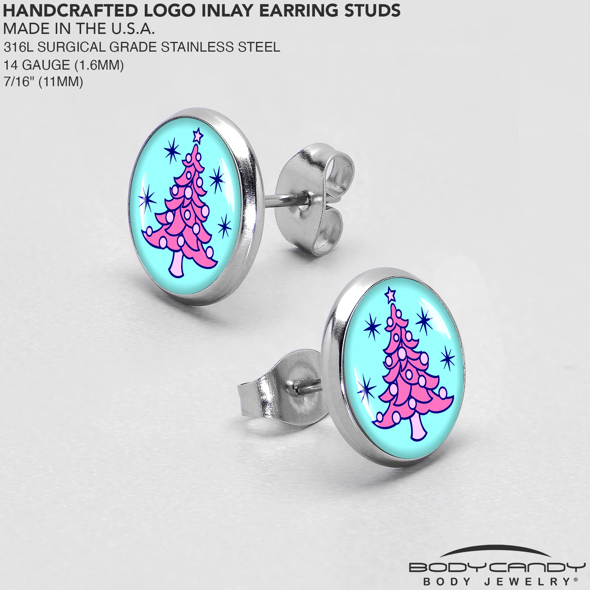 Pastel Christmas Tree Holiday Stud Earrings by Onyx O - Image 7