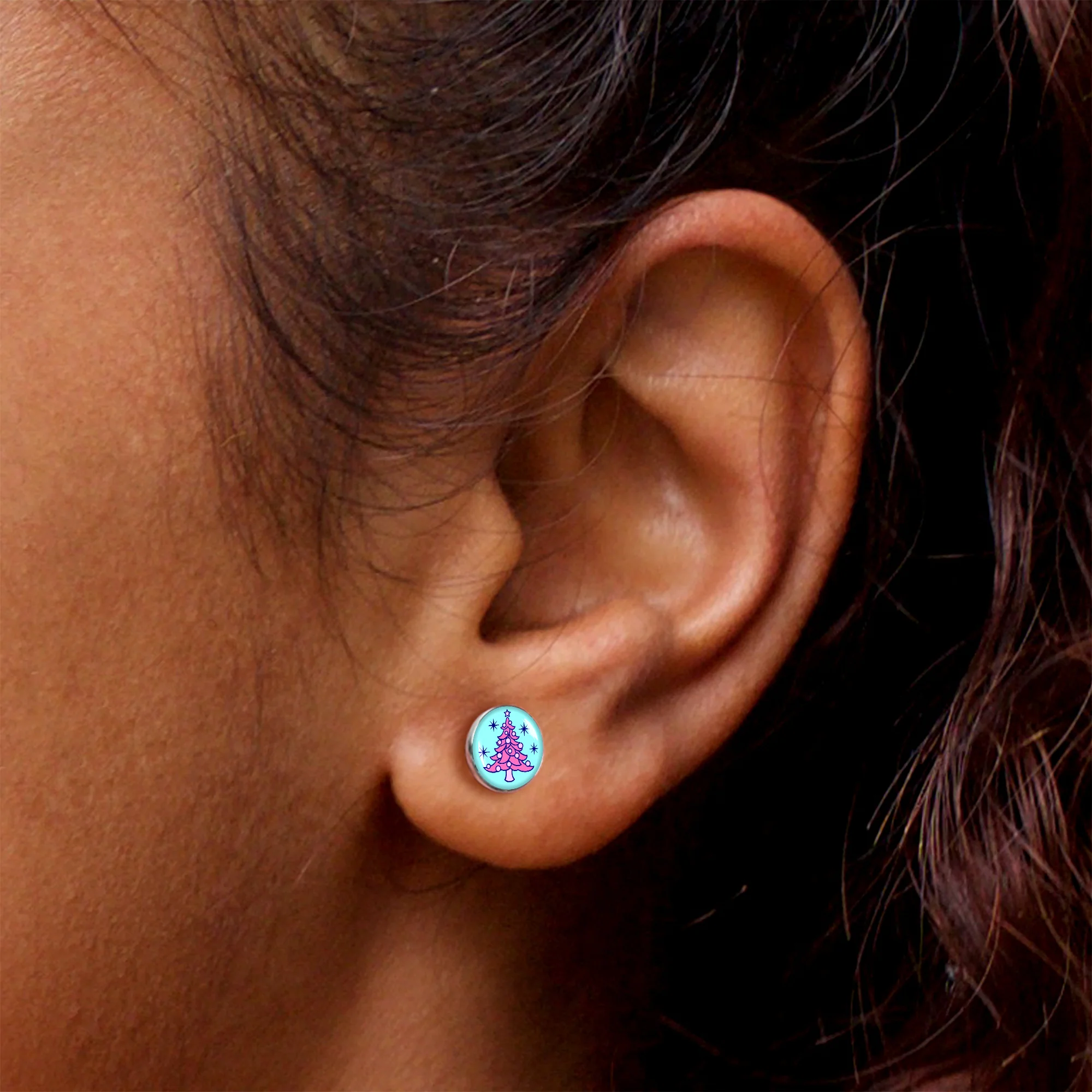 Pastel Christmas Tree Holiday Stud Earrings by Onyx O - Image 8