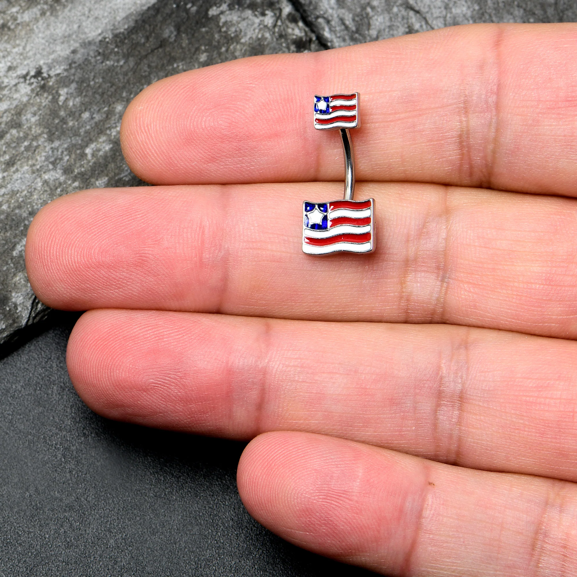 Patriotic Flag Double Mount Belly Ring - Image 2