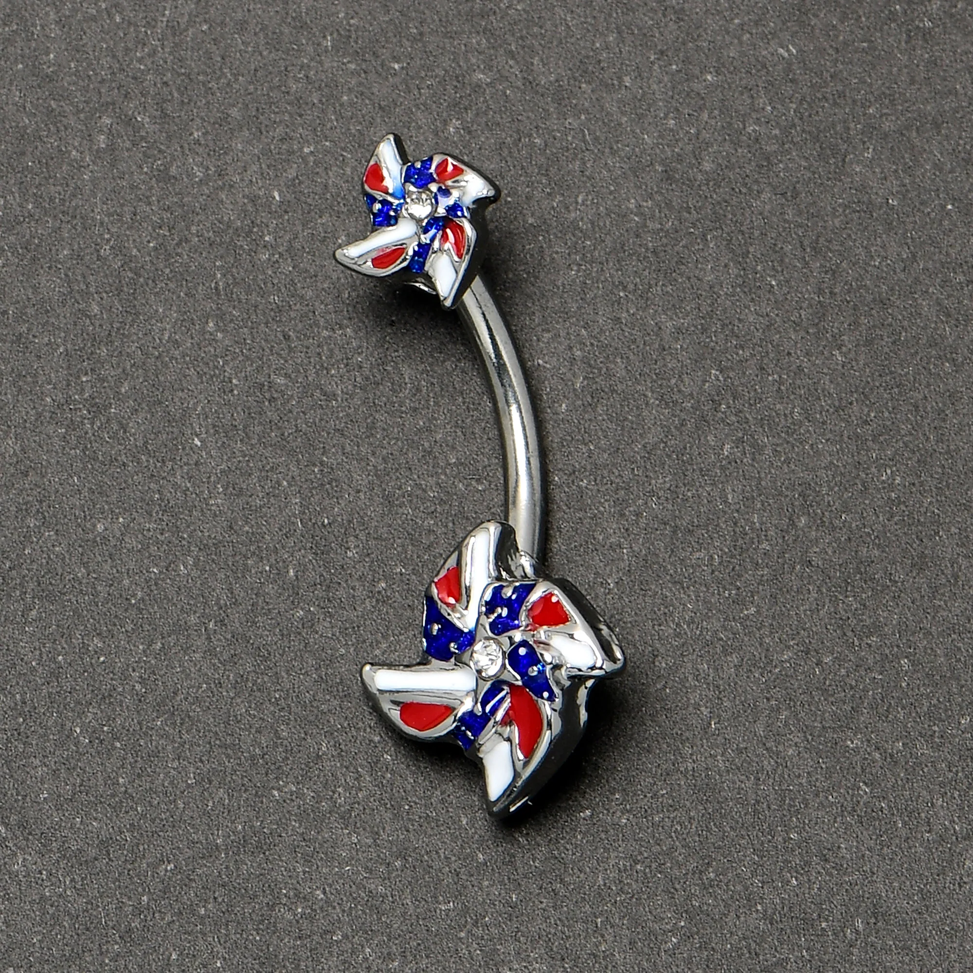 Patriotic Pinwheel Double Mount Belly Ring - Image 4
