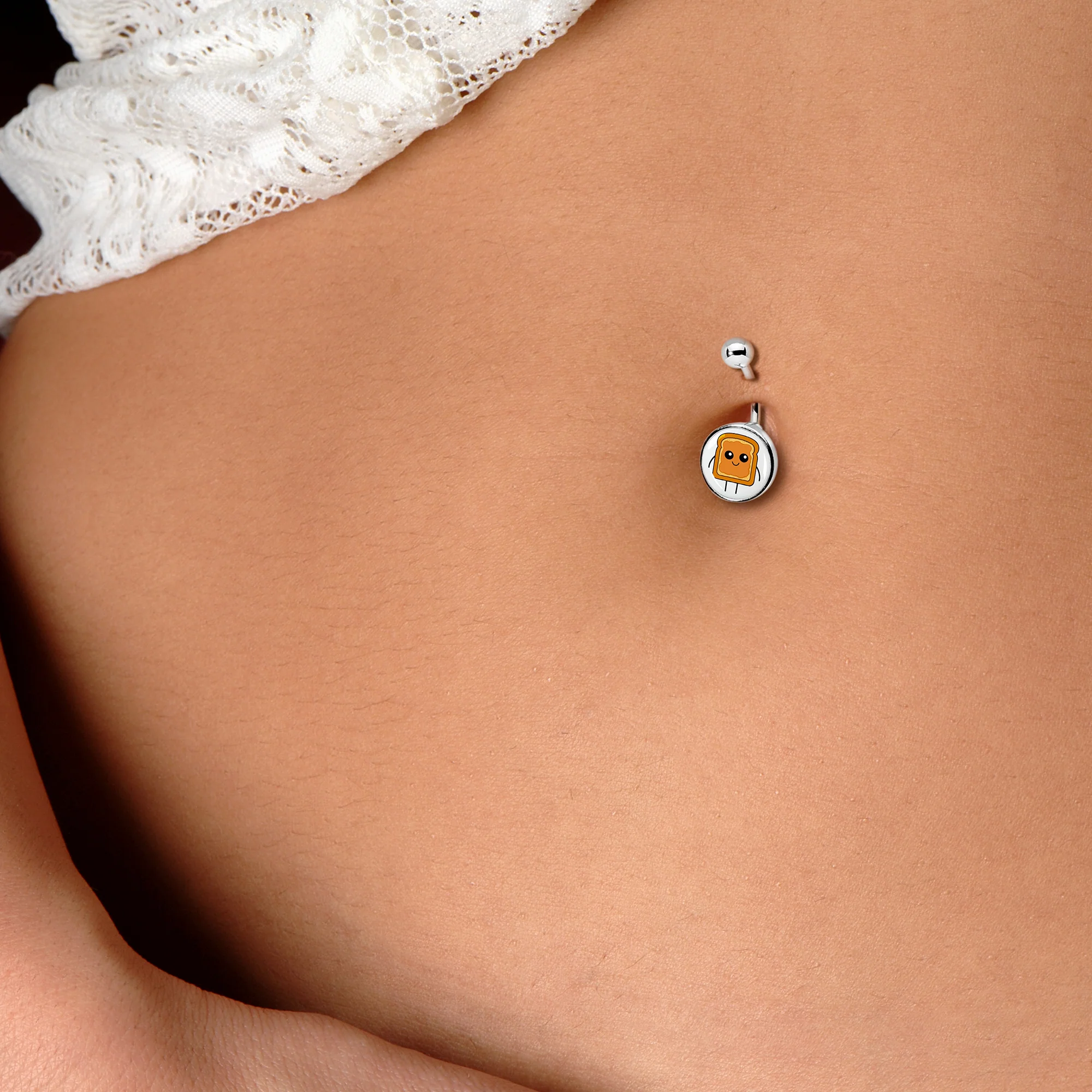 PB and J Peanut Butter and Jelly Sandwich BFF Set of 2 Belly Rings by Onyx O - Image 3