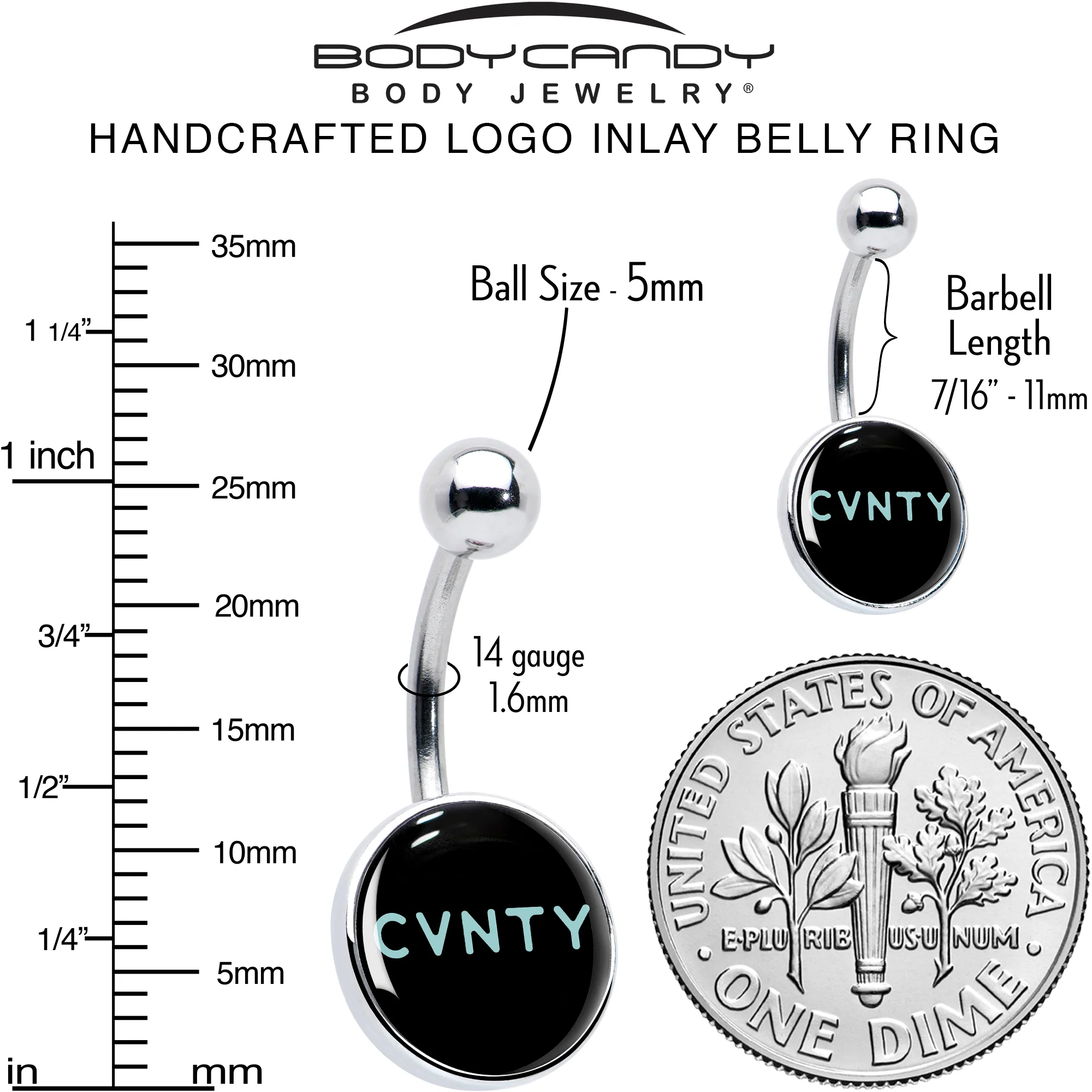Phrase Logo CVNTY Belly Ring by Onyx O - Image 6