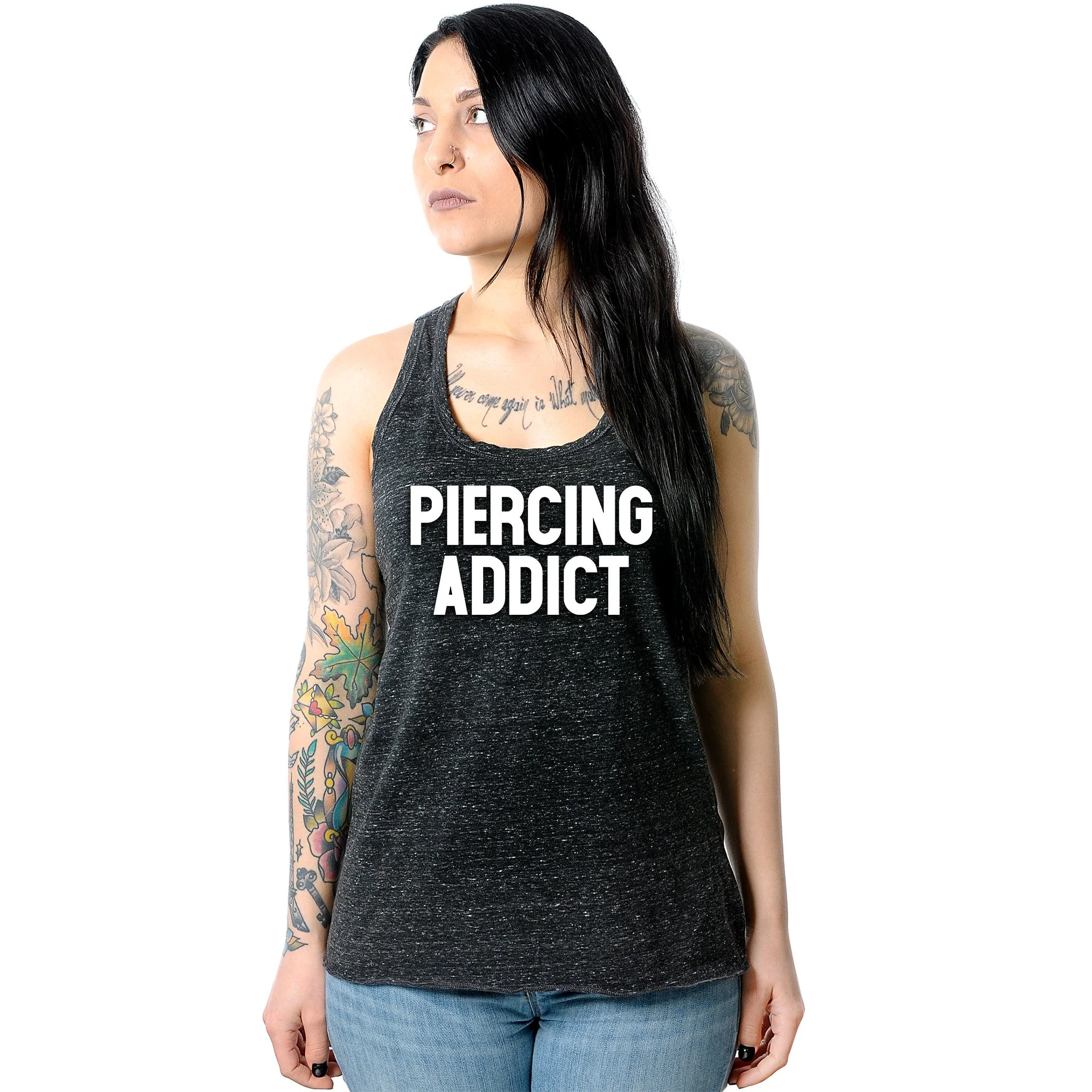 Piercing Addict Black Gray Cosmic Twist Back Tank Top - Image 7
