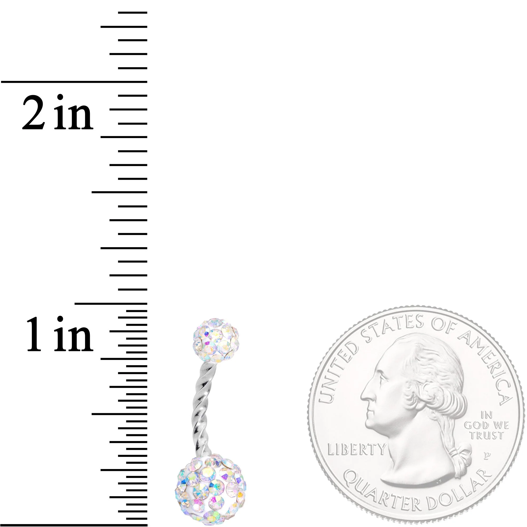 Pink Aurora Gem Twisted Disco Ball Belly Ring Set of 3 - Image 5