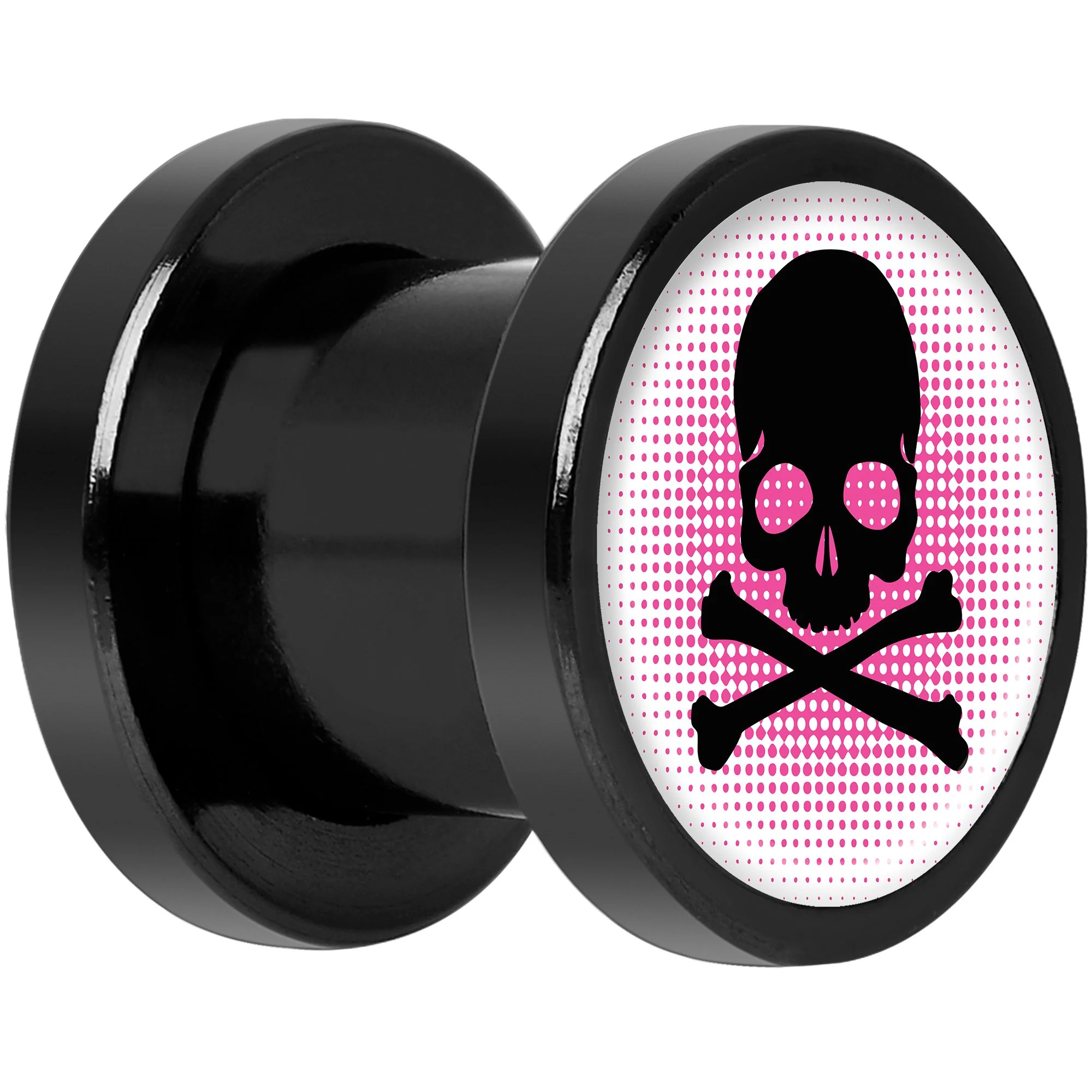 Pink Black Skull Black Anodized Screw Fit Plug Set 0G - Image 2