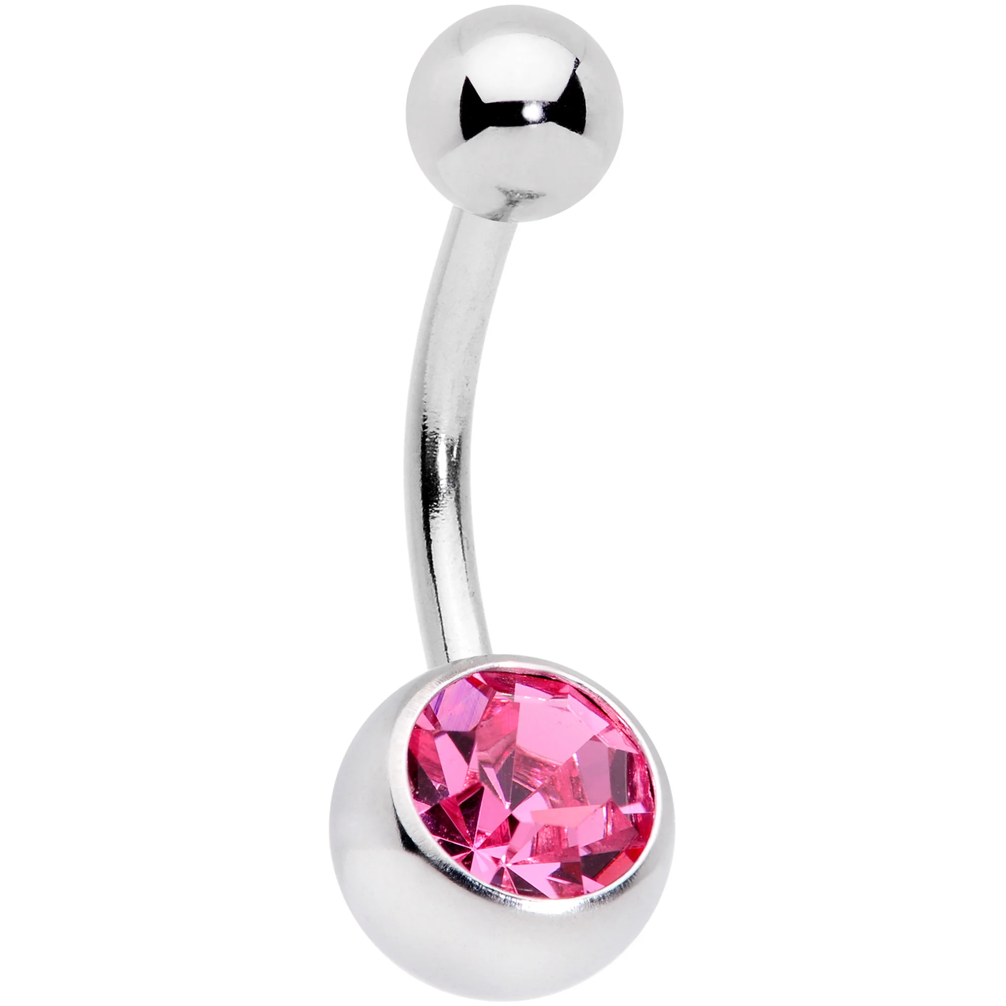Pink Clear Gem Flower Belly Ring Set of 3 - Image 3