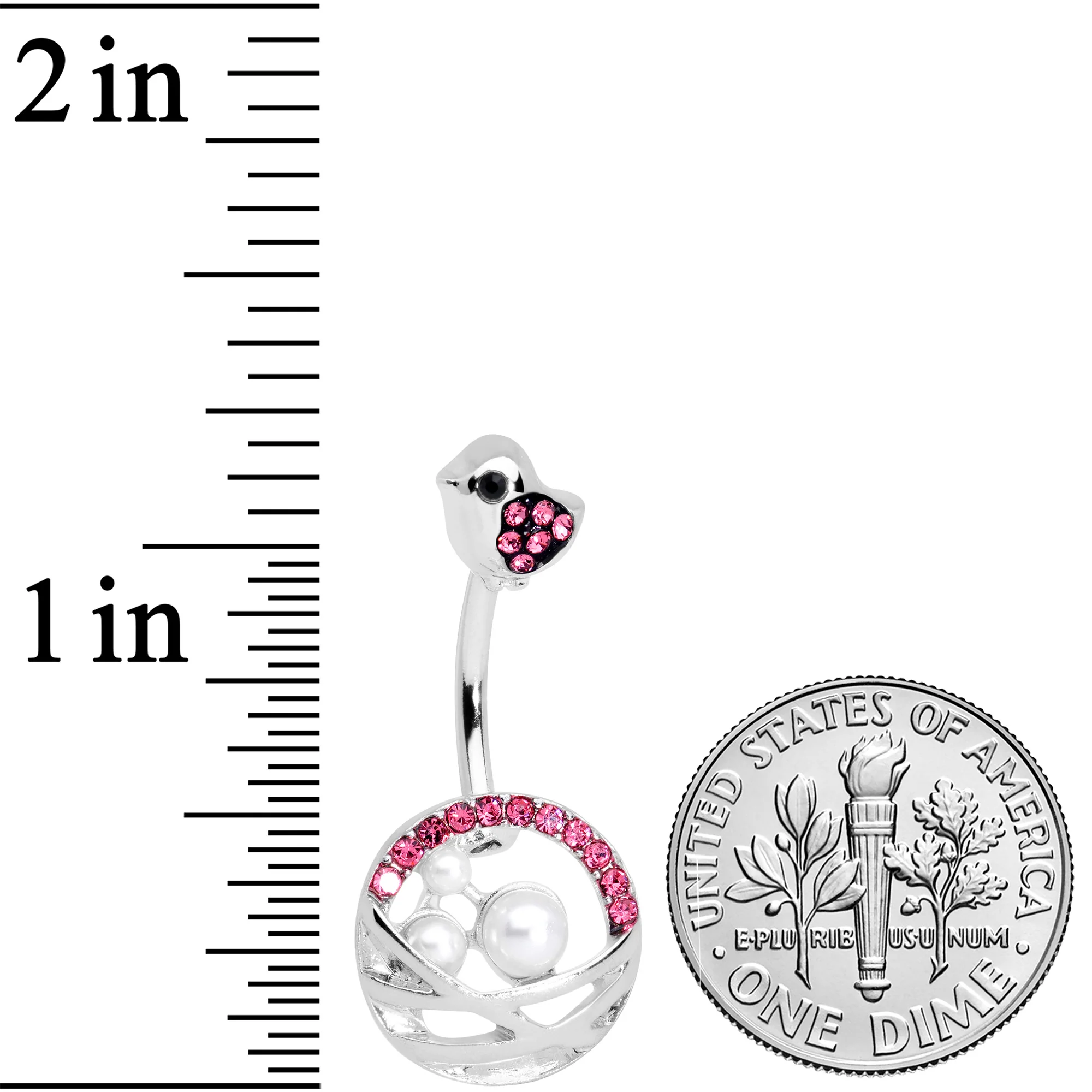 Pink Gem Chick Basket of Eggs Belly Ring - Image 2