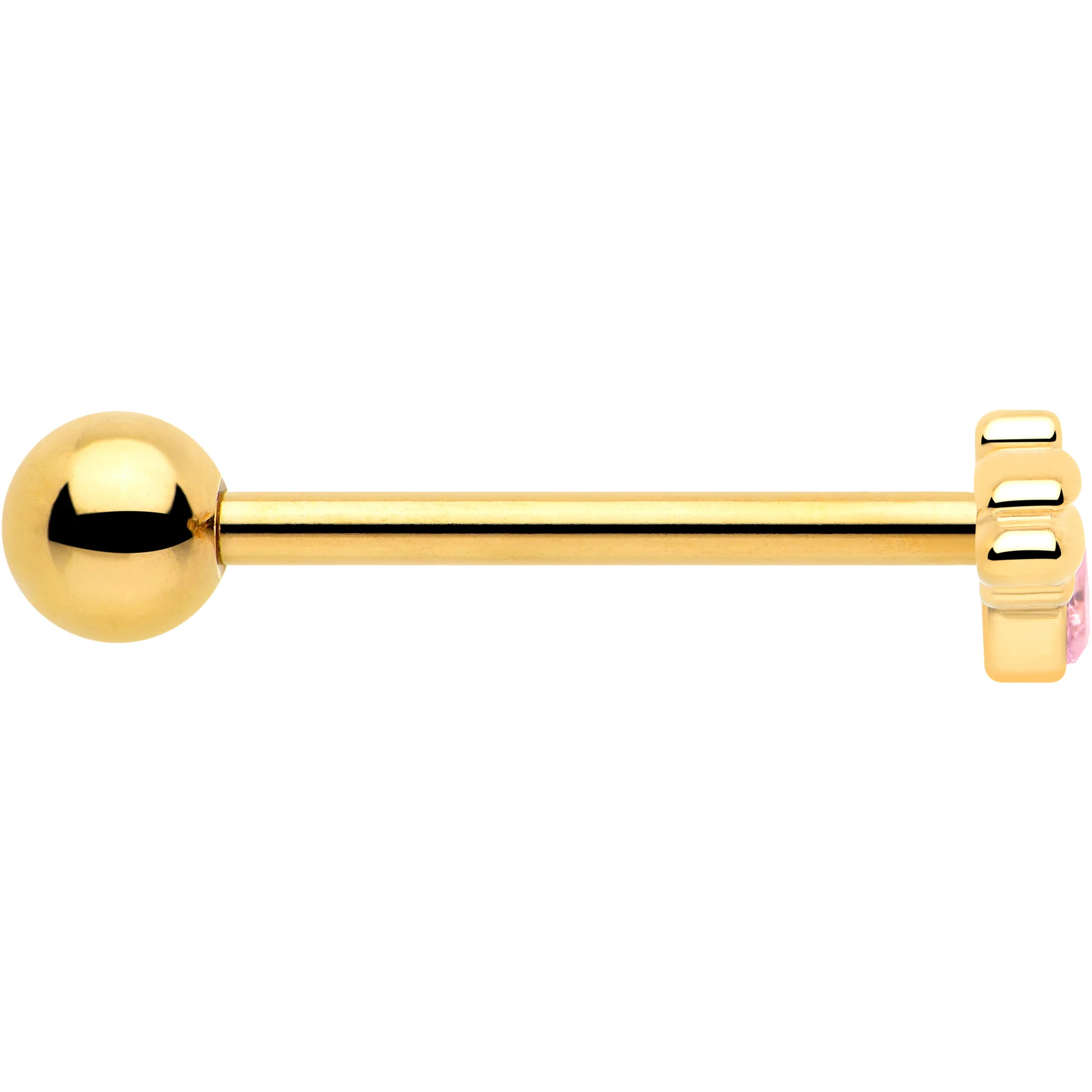 Pink Gem Gold Tone Beauty Bug Barbell Tongue Ring - Image 4