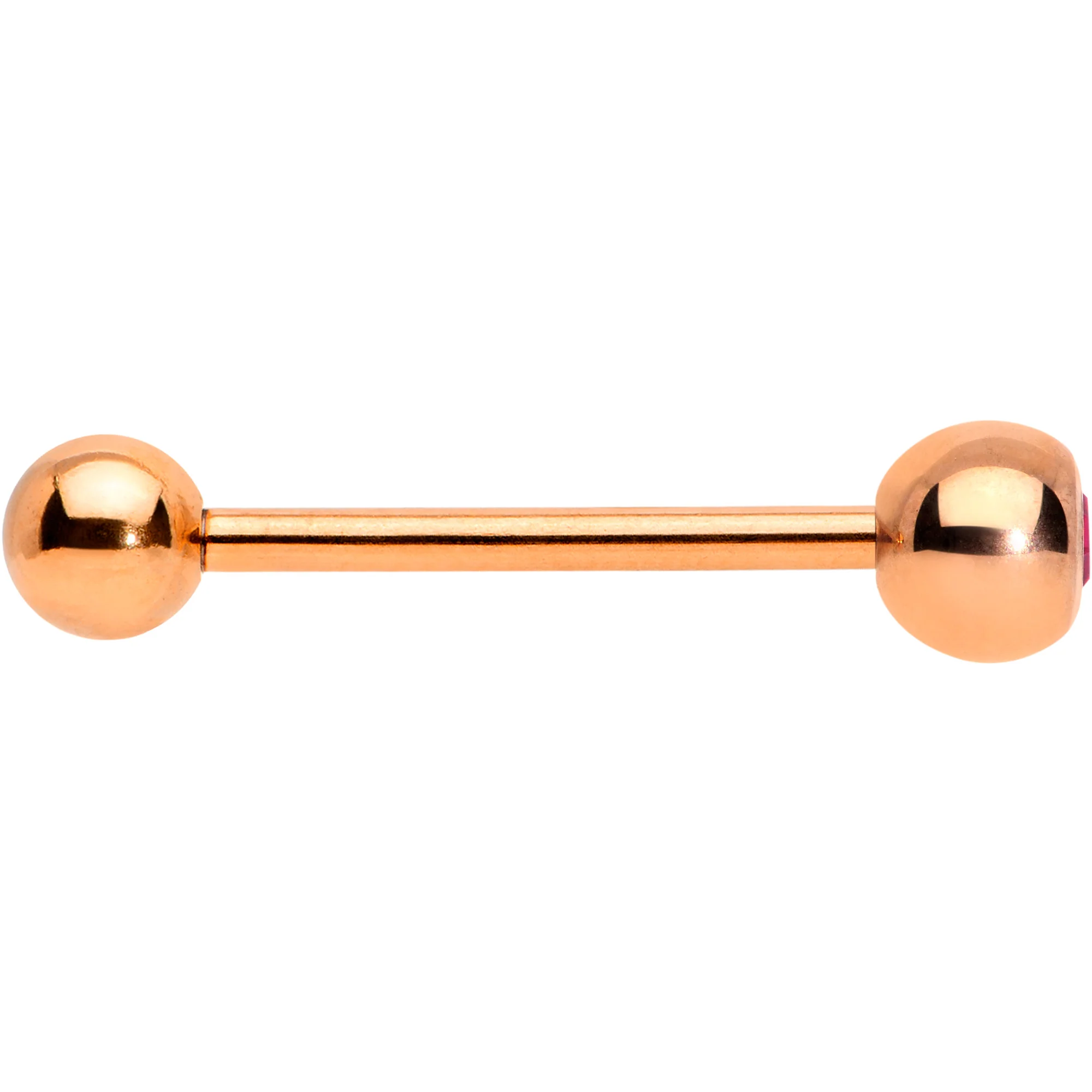 Pink Gem Rose Gold Tone Barbell Tongue Ring - Image 2
