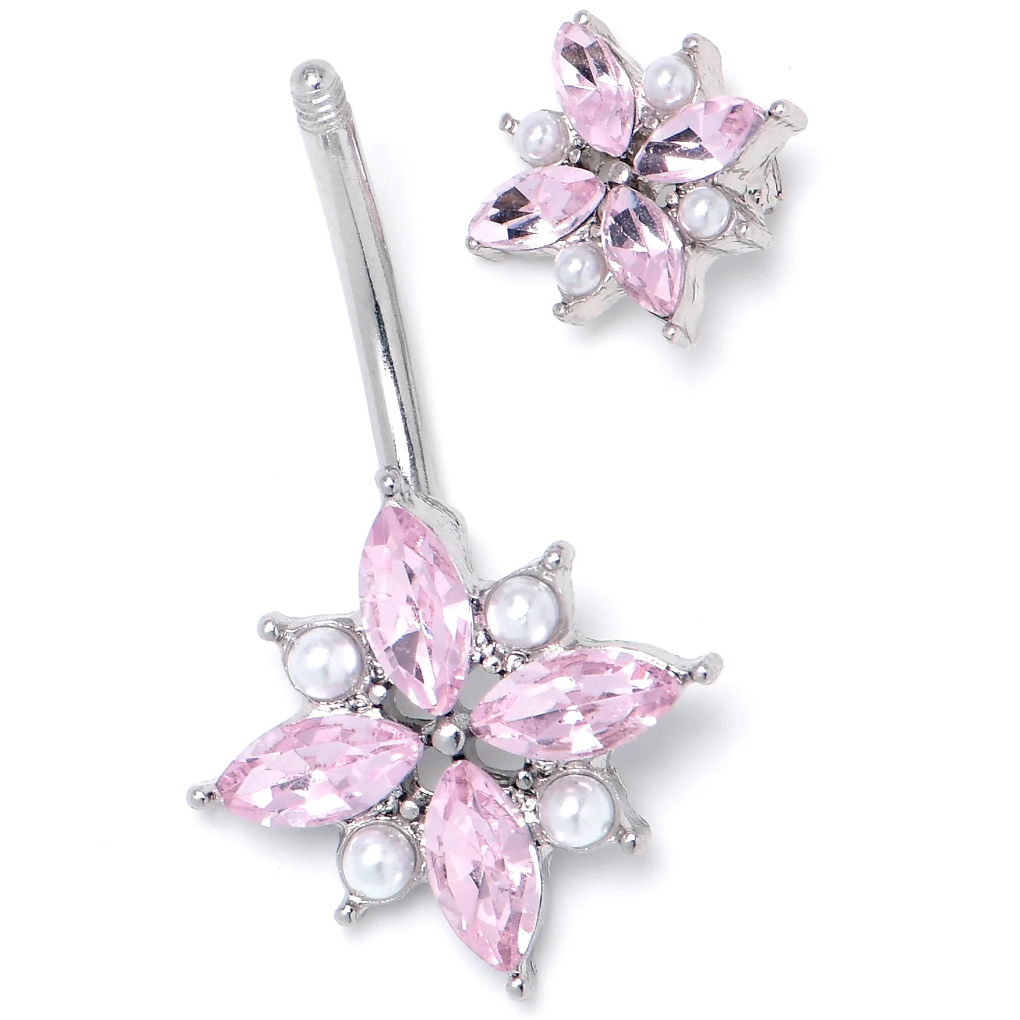 Pink Gem Star Power Double Mount Belly Ring - Image 4