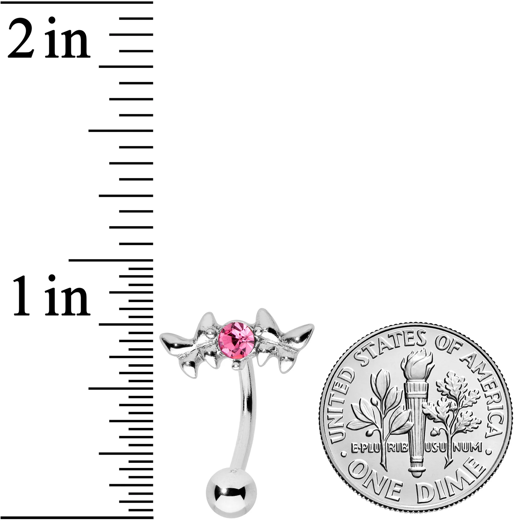 Pink Gem Sweet Butterflies Top Mount Belly Ring - Image 2