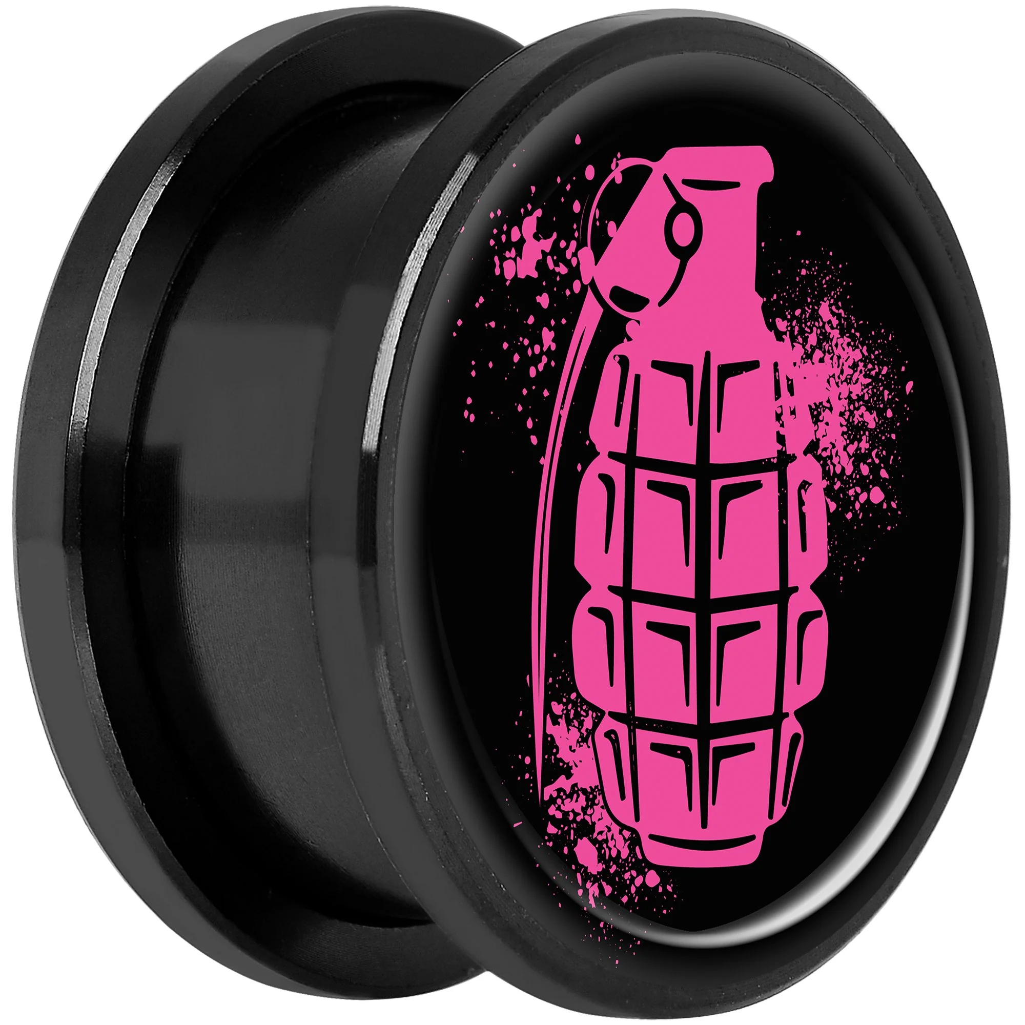 Pink Grenade Black Anodized Screw Fit Plug Set 18mm - Image 2