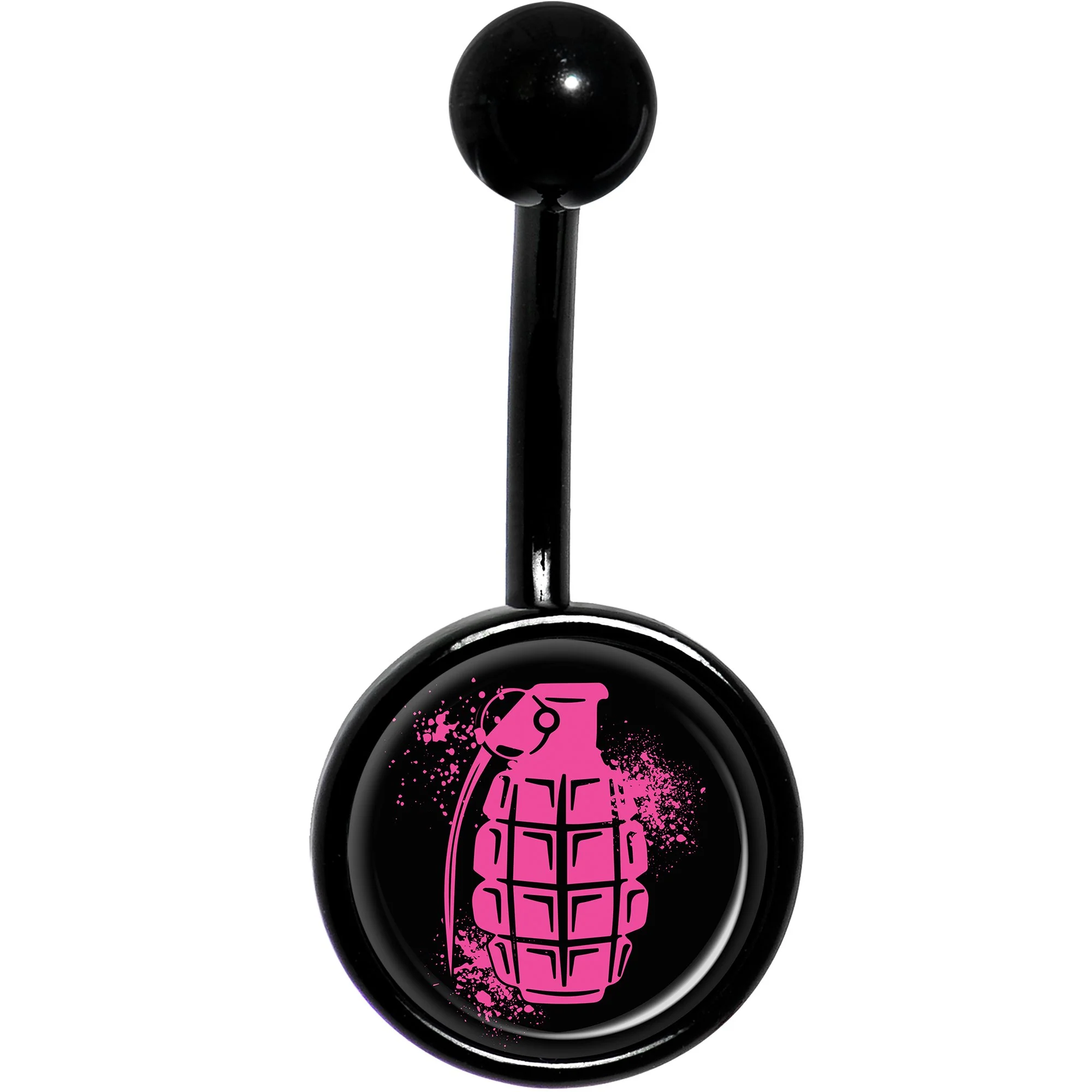 Pink Grenade Black Belly Ring - Image 2