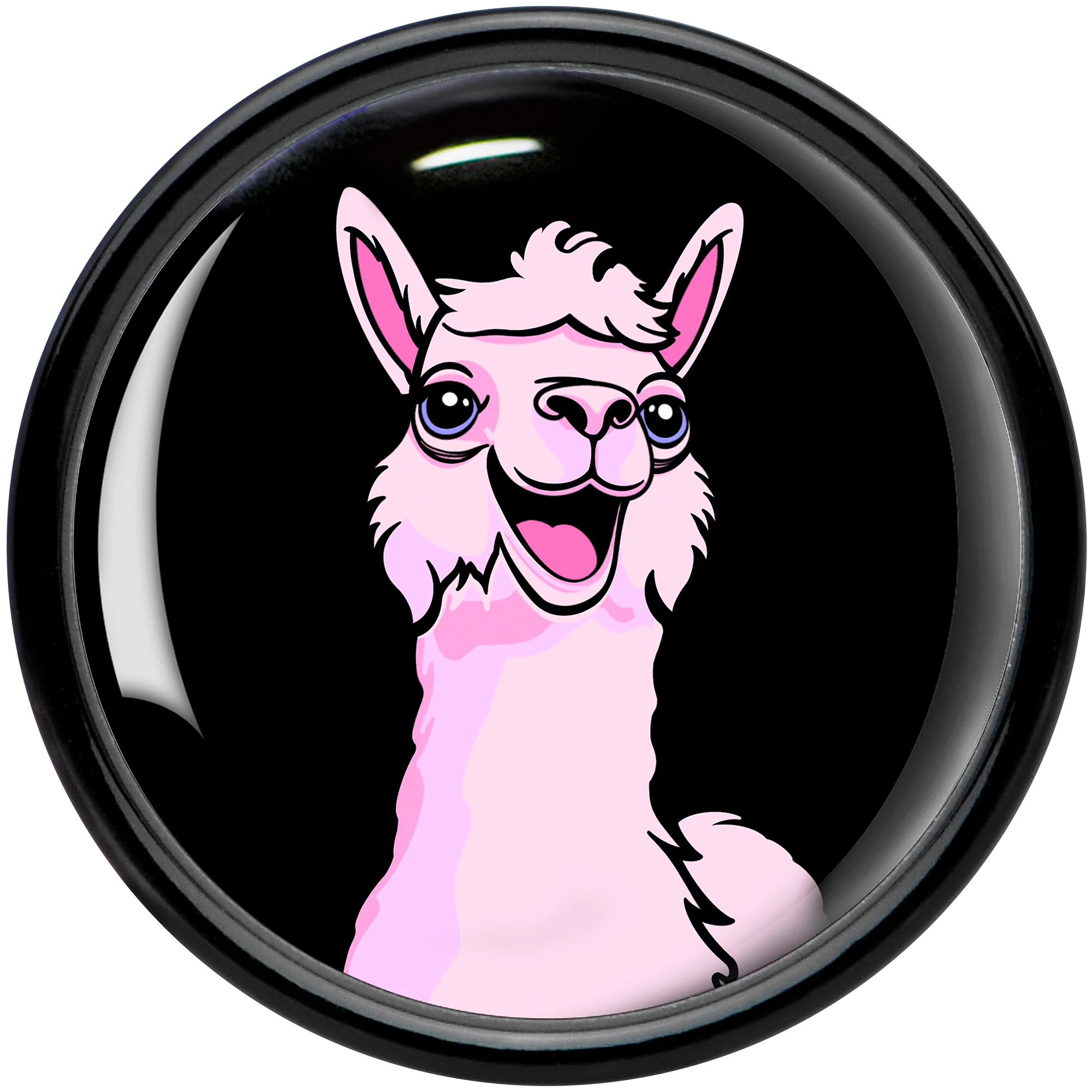 Pink Happy Llama Black Acrylic Saddle Plug Set 8mm to 20mm by Onyx O - Image 4