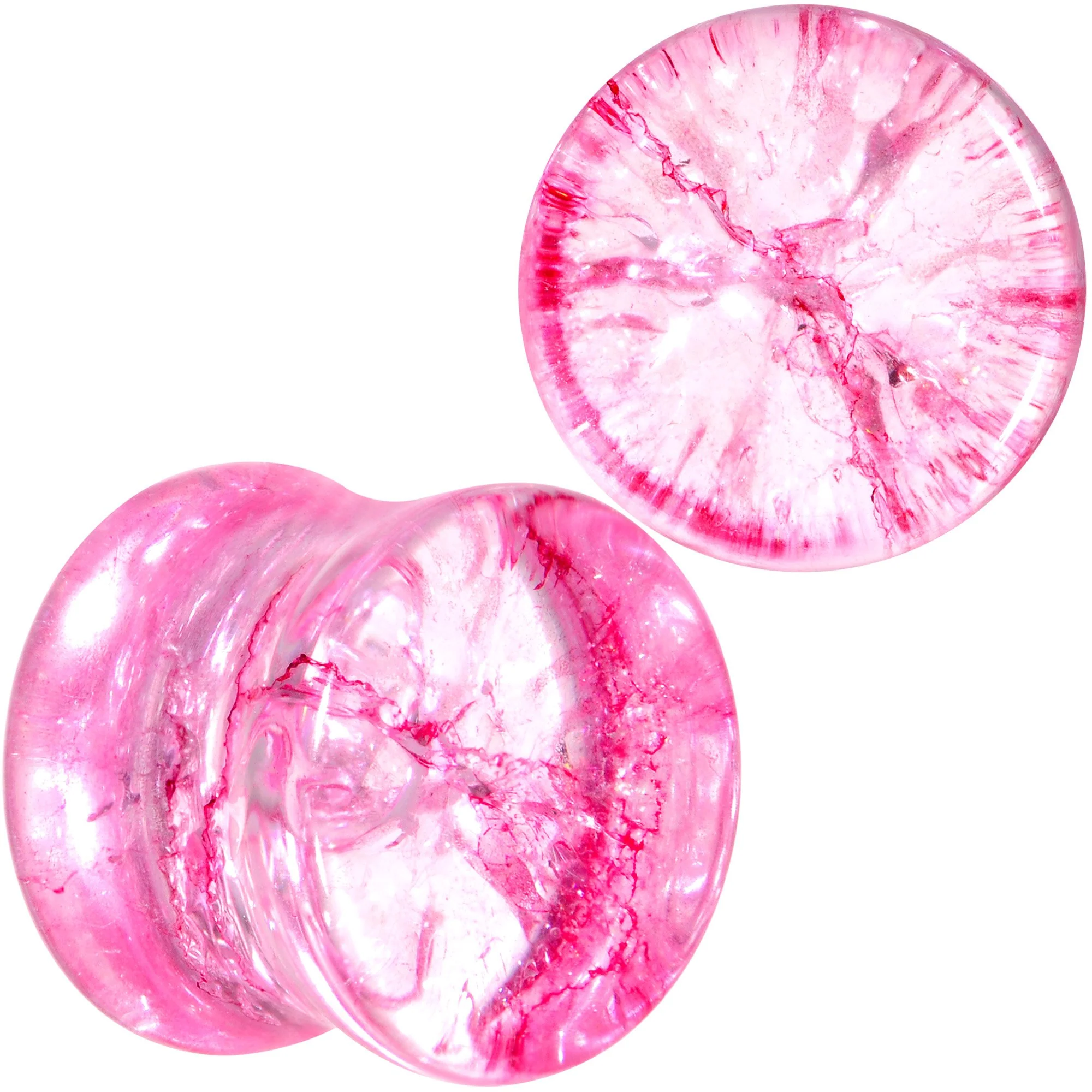 Pink Shattered Glass Flamingo Saddle Plug Set 6mm to 16mm - Image 5