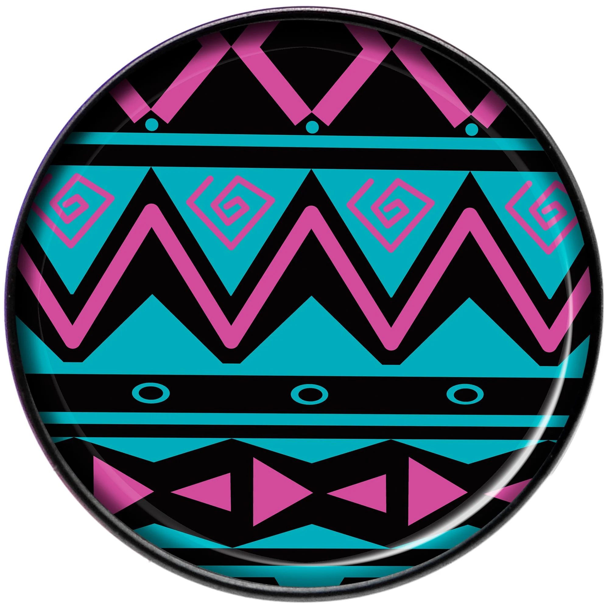 Pink Teal Tribal Pattern Black Barbell Tongue Ring - Image 2