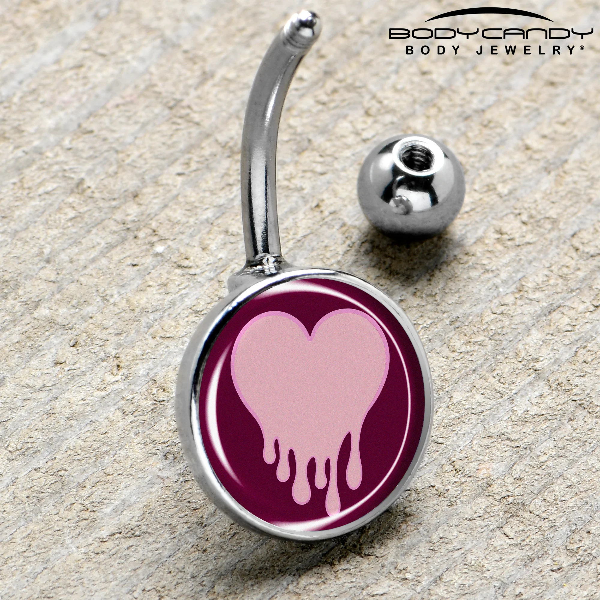 Pinkish Melting Heart Belly Ring by Onyx O - Image 4