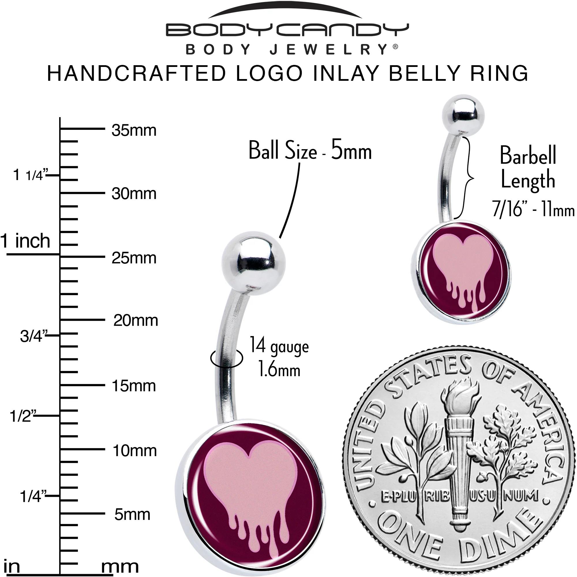 Pinkish Melting Heart Belly Ring by Onyx O - Image 6