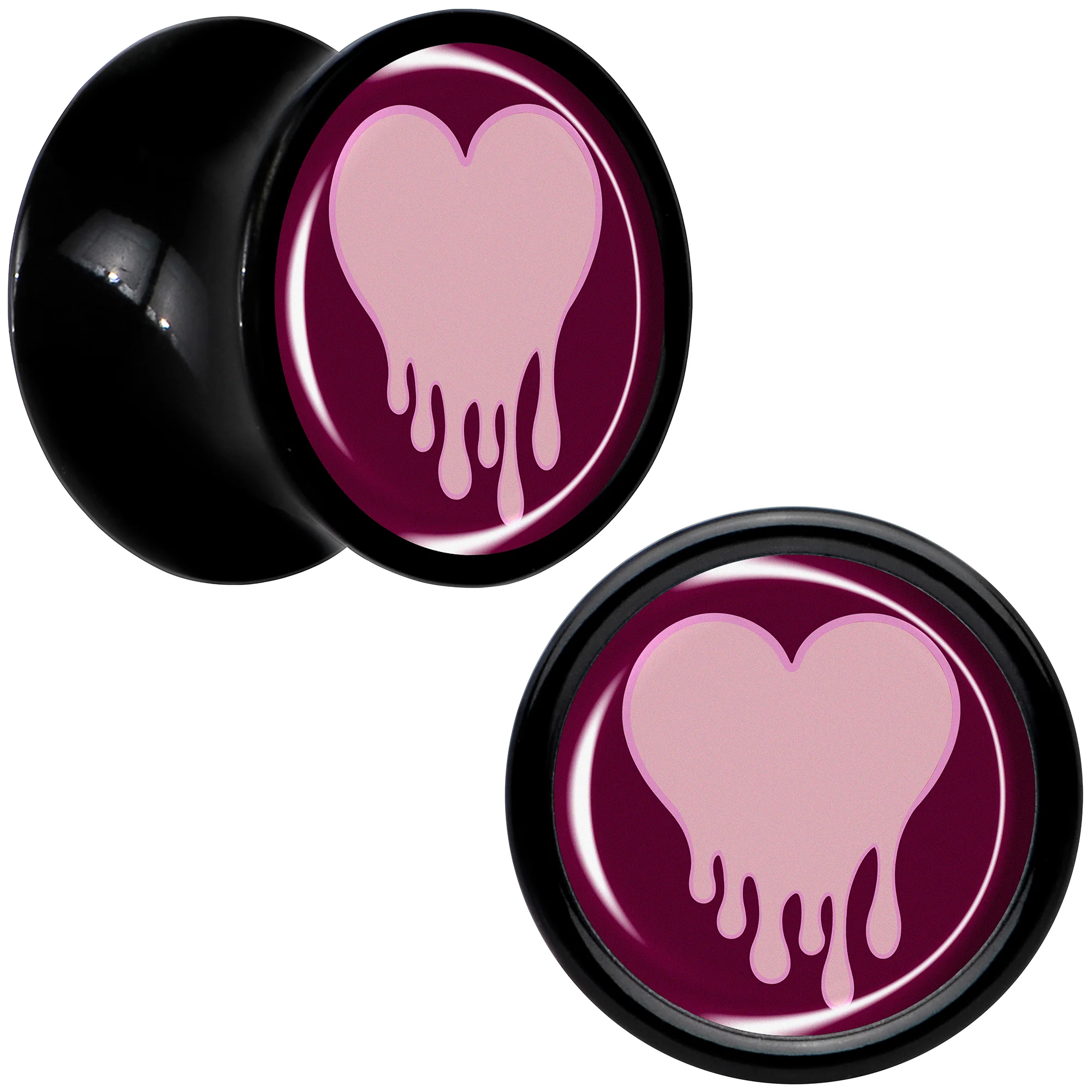 Pinkish Melting Heart Black Acrylic Saddle Plug Set by Onyx O - Image 13