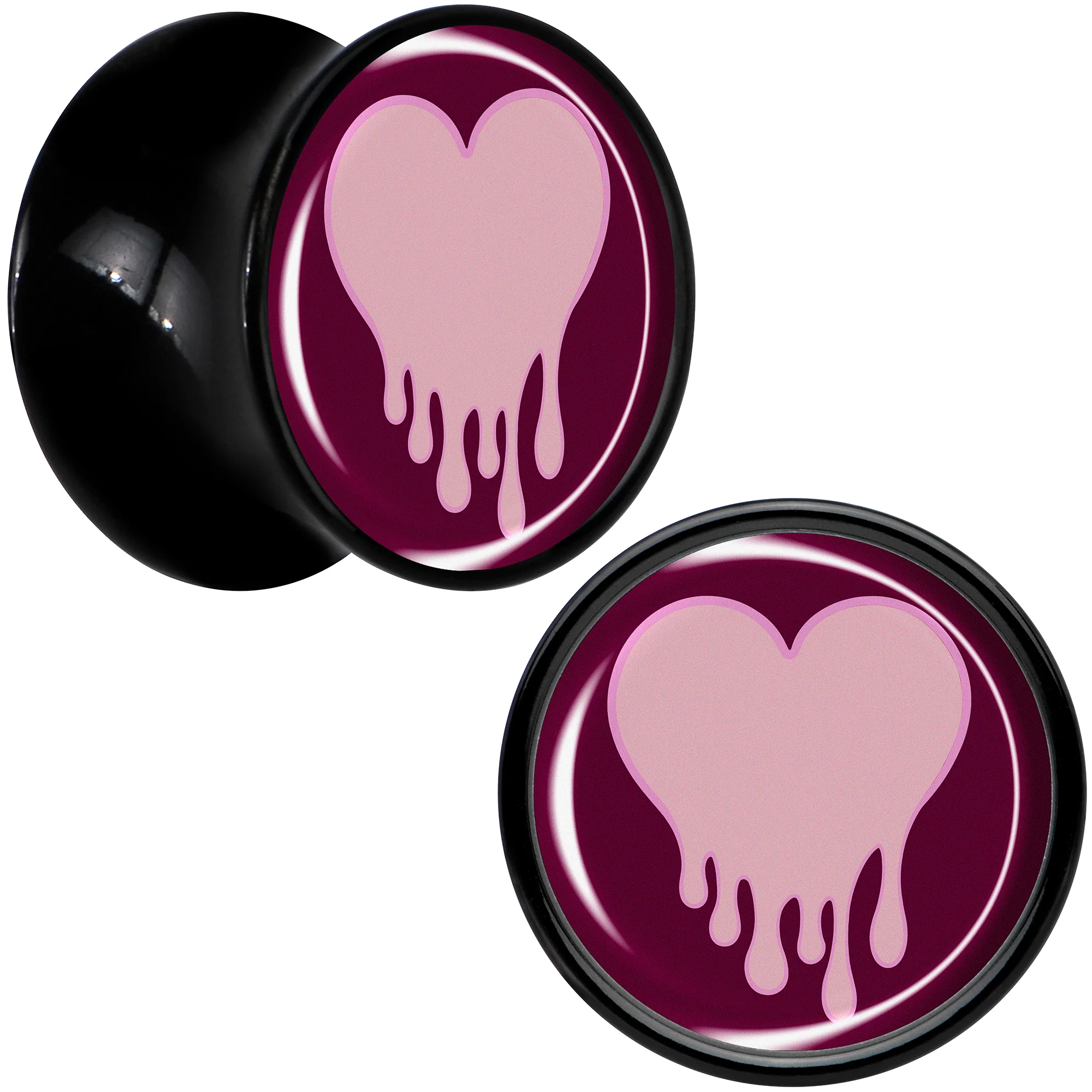 Pinkish Melting Heart Black Acrylic Saddle Plug Set by Onyx O - Image 8