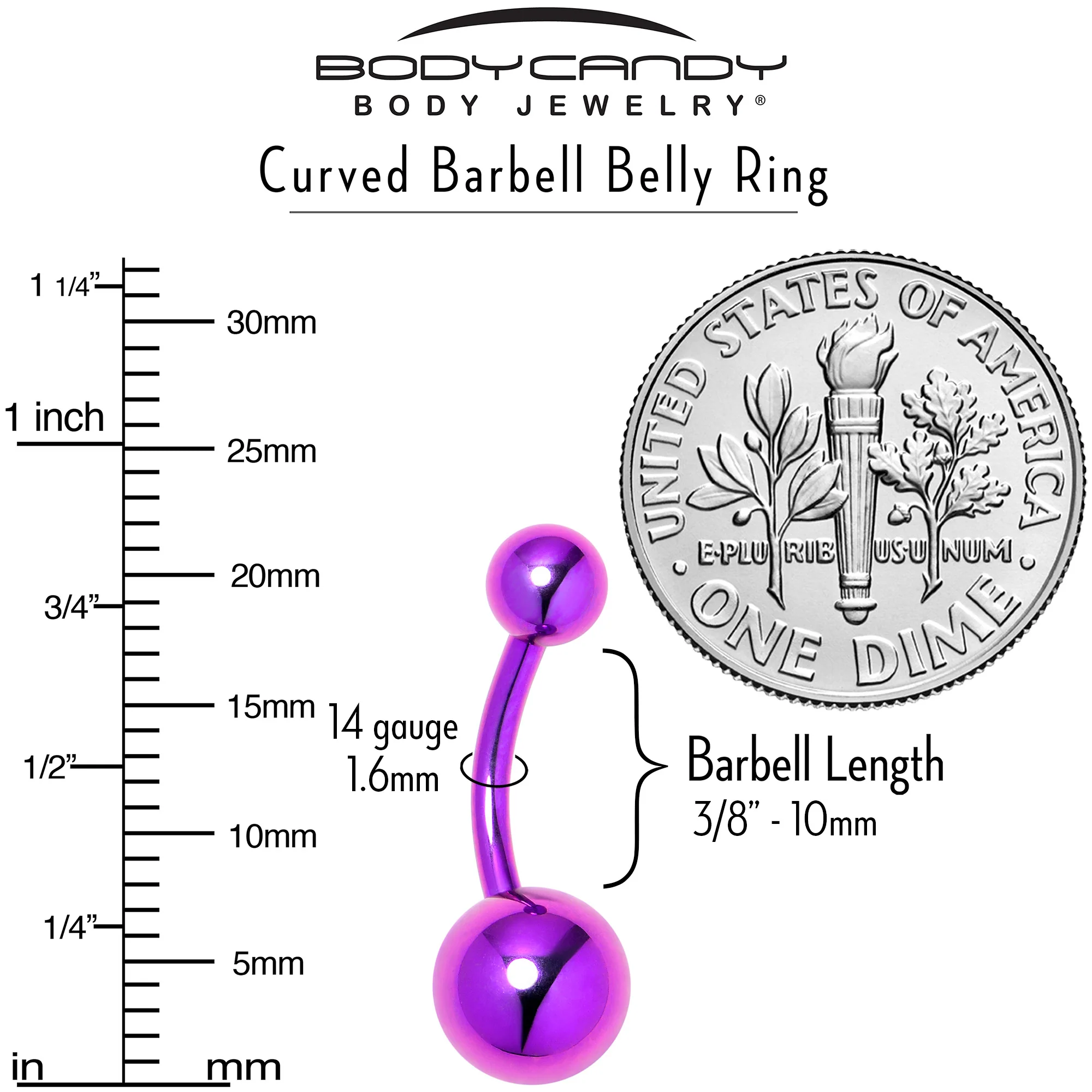 Purple ASTM F-136 Implant Grade Titanium Internally Threaded Belly Ring - Image 5