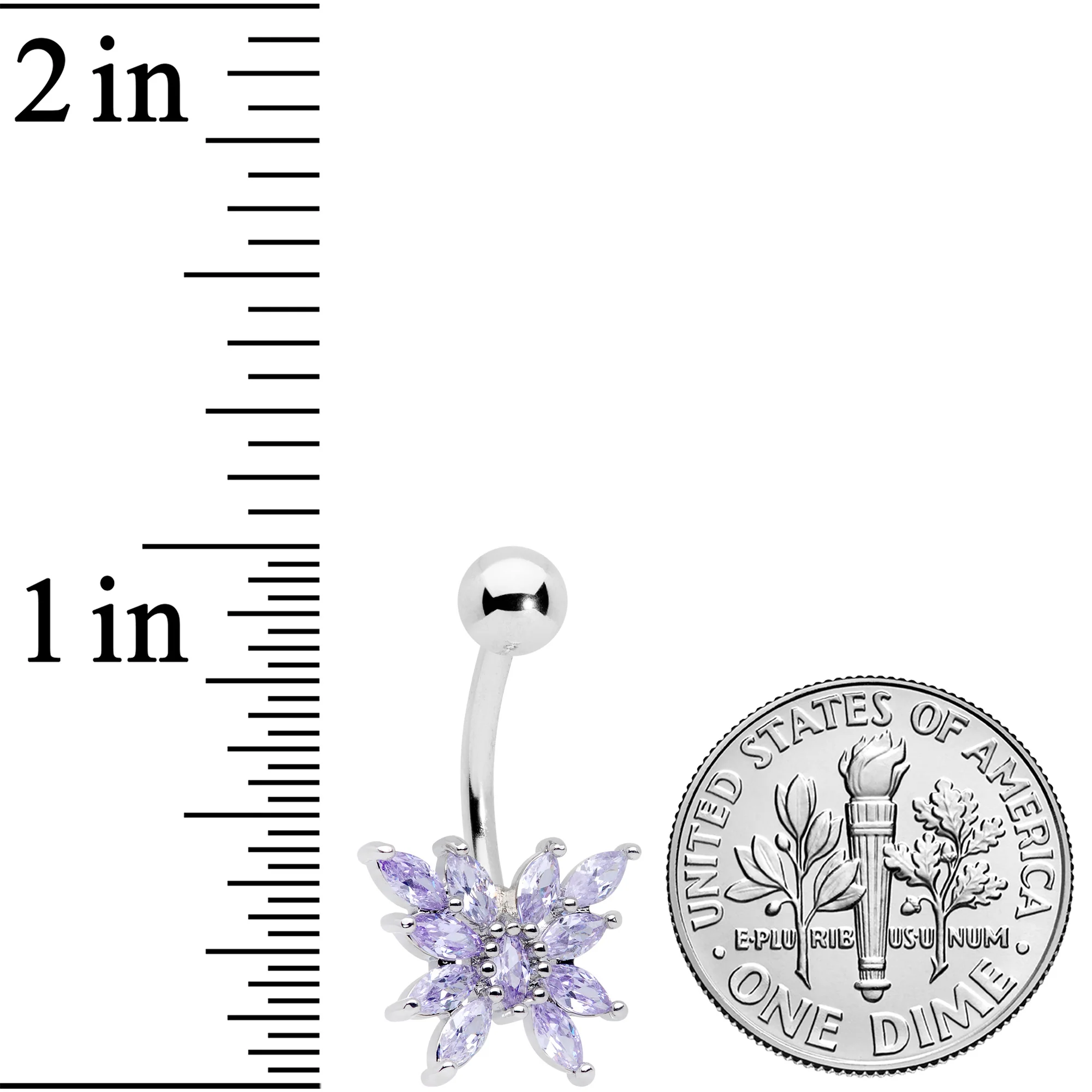 Purple CZ Gem Stylized Butterfly Belly Ring - Image 2