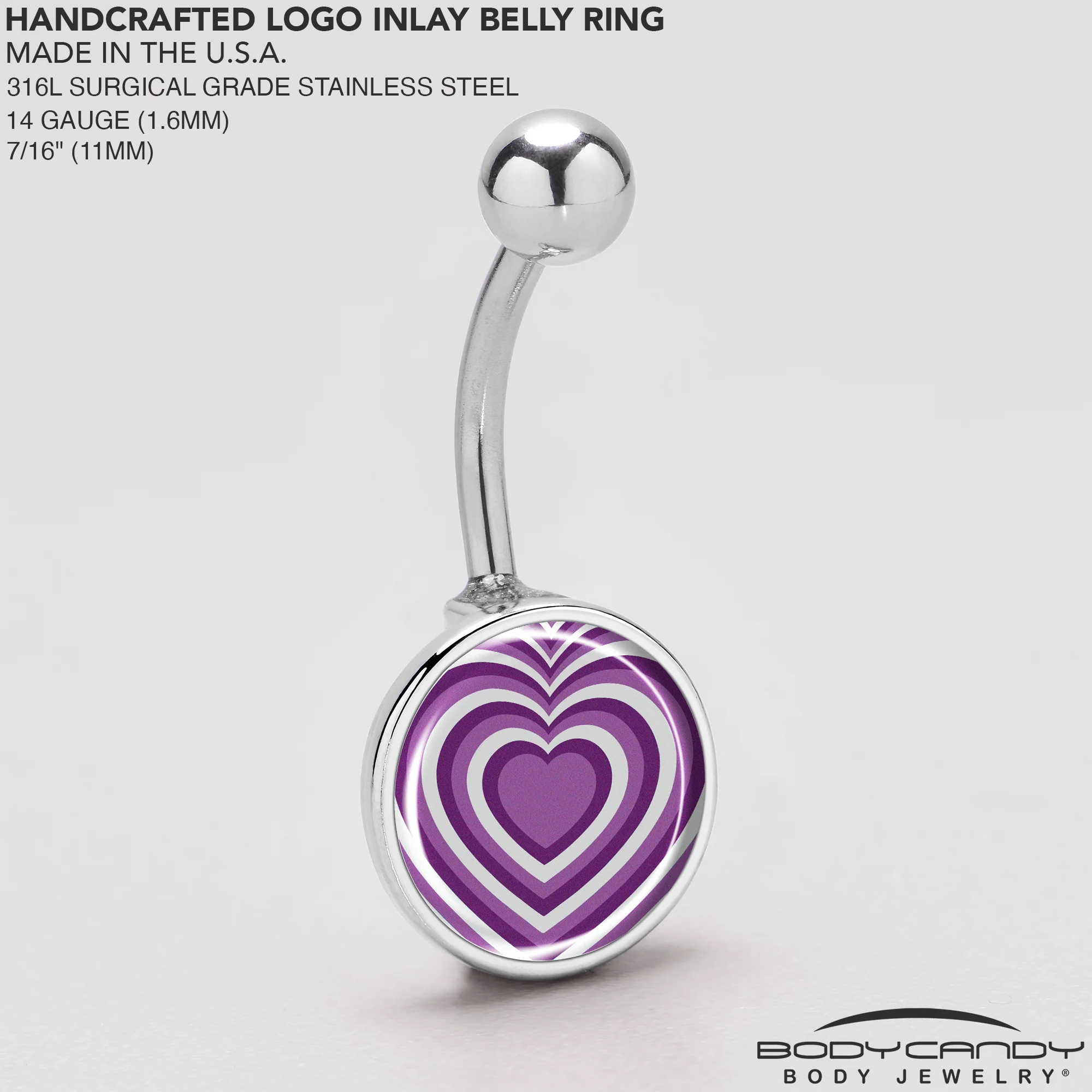 Purple Retro Heart Belly Ring by Onyx O - Image 5
