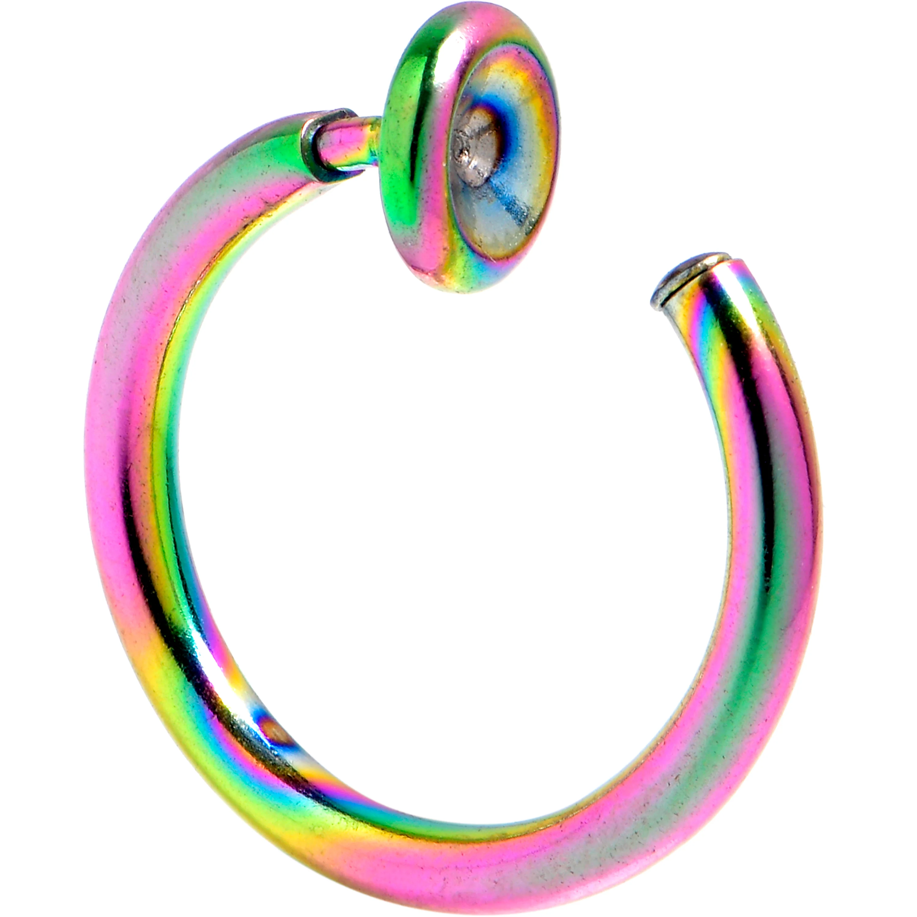 Rainbow Clip On Fake Nose Ring - Image 4