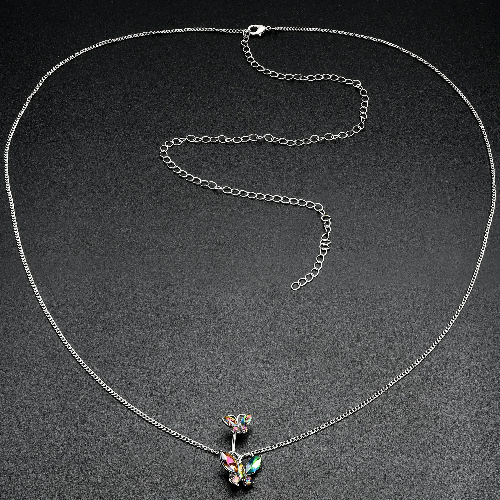 Rainbow Gem Butterfly Beauties Double Mount Belly Ring Belly Chain - Image 4