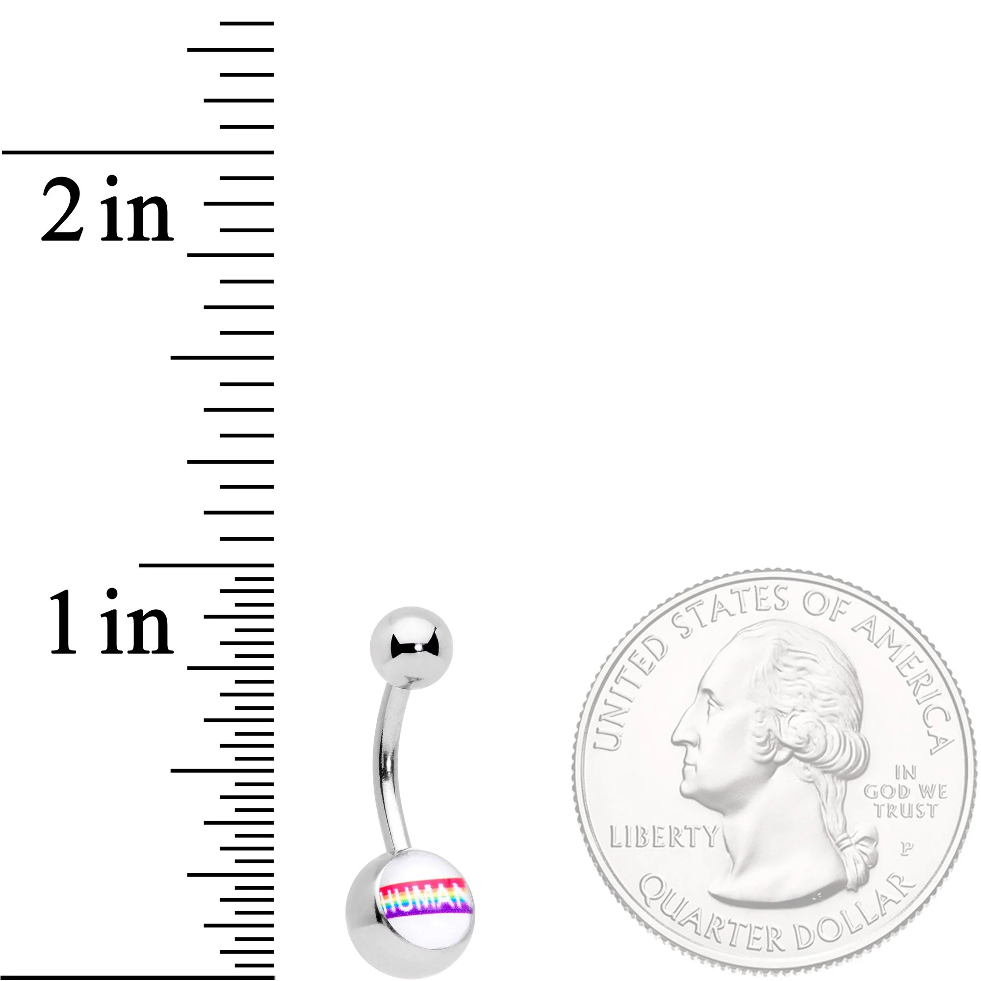 Rainbow Text Human Pride Belly Ring - Image 2