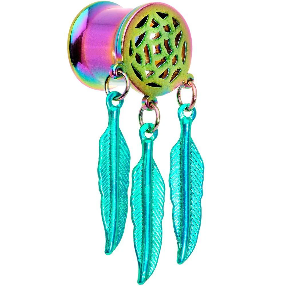 Rainbow Titanium Dreamcatcher Dangle Tunnel Set Sizes 5mm to 12mm - Image 2