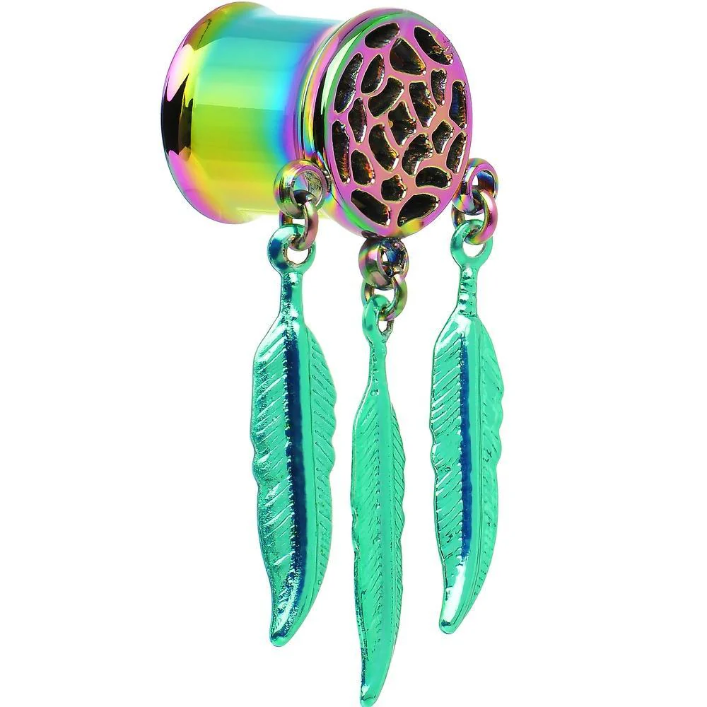 Rainbow Titanium Dreamcatcher Dangle Tunnel Set Sizes 5mm to 12mm - Image 4