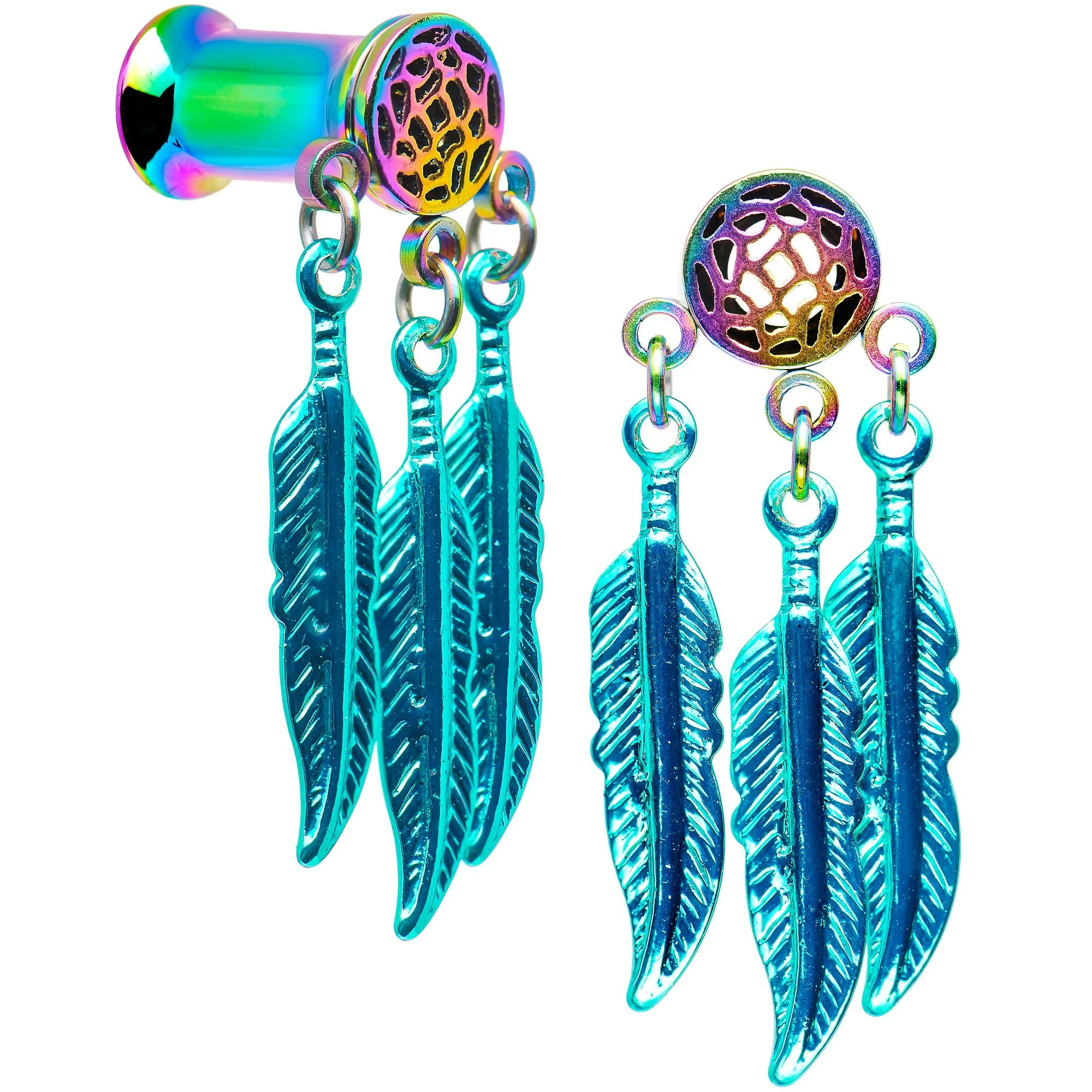 Rainbow Titanium Dreamcatcher Dangle Tunnel Set Sizes 5mm to 12mm - Image 5