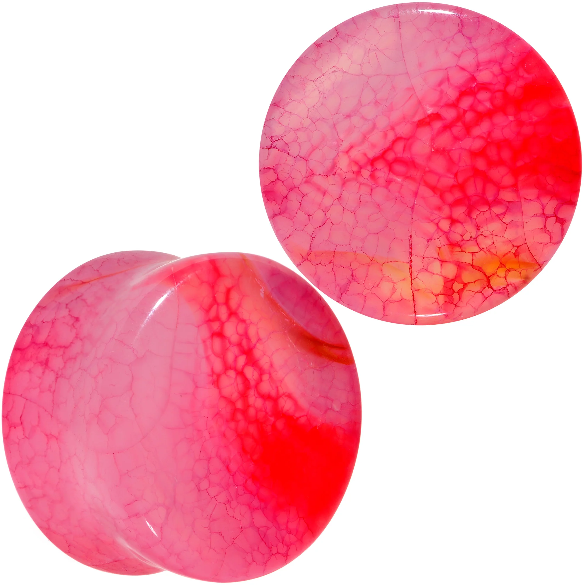 Red Agate Stone Saddle Plug Set Available in Sizes 0G to 25mm - Image 13