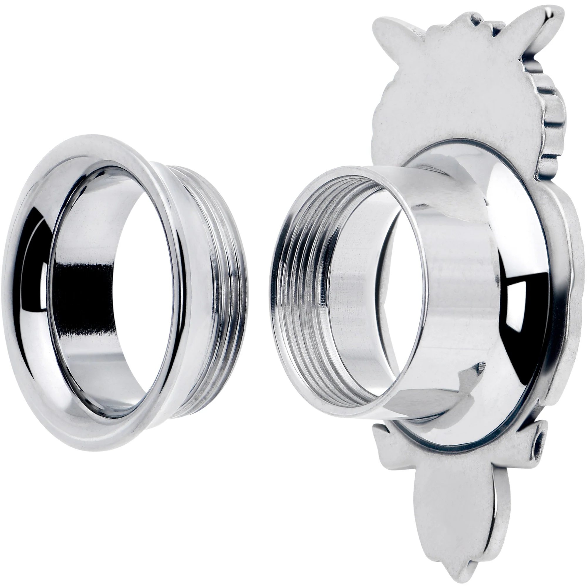 Red CZ Gem Wise Owl Screw Fit Tunnel Plug Set Available Sizes 6mm to 16mm - Image 3