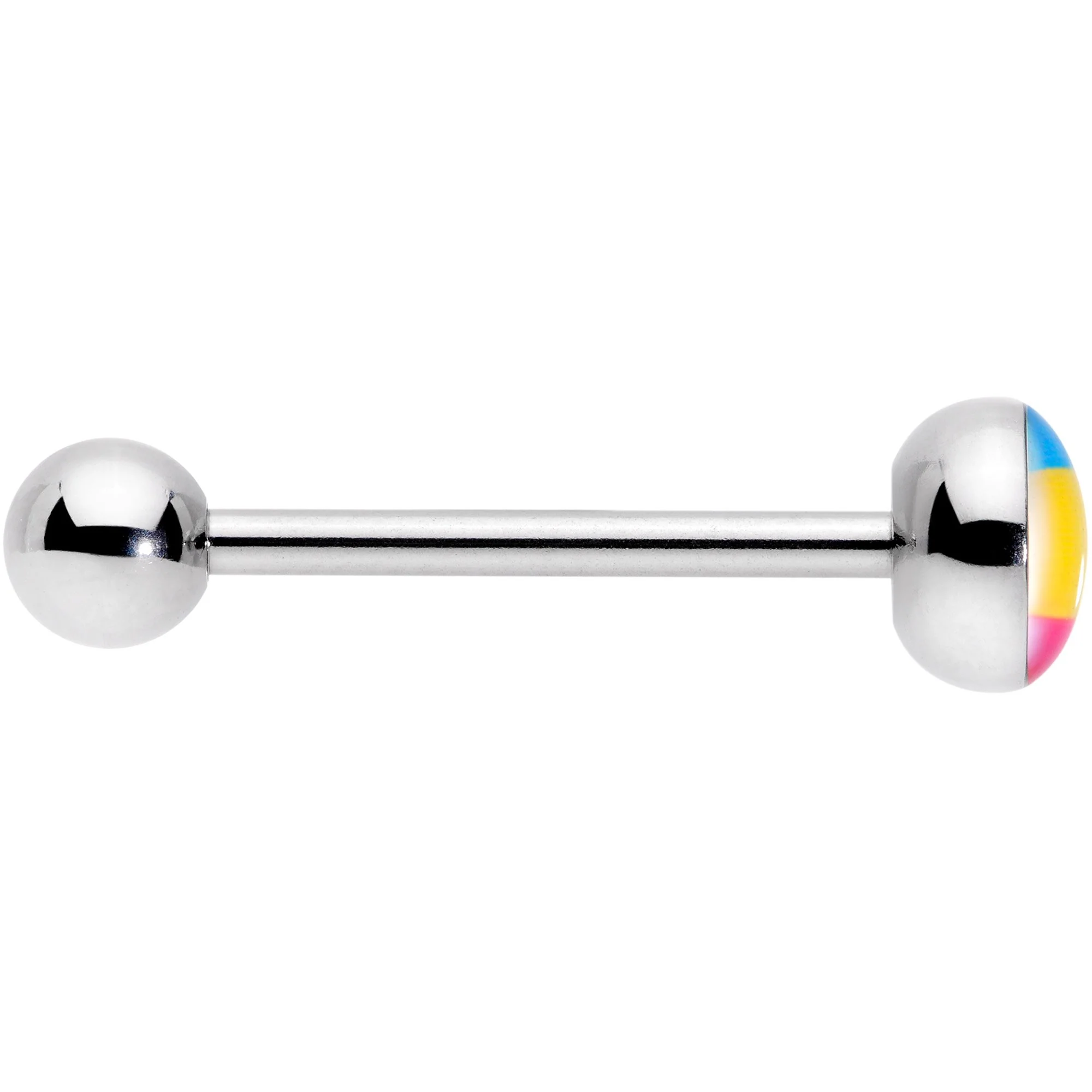 Red Yellow Blue Pansexual Pride Flag Barbell Tongue Ring - Image 3