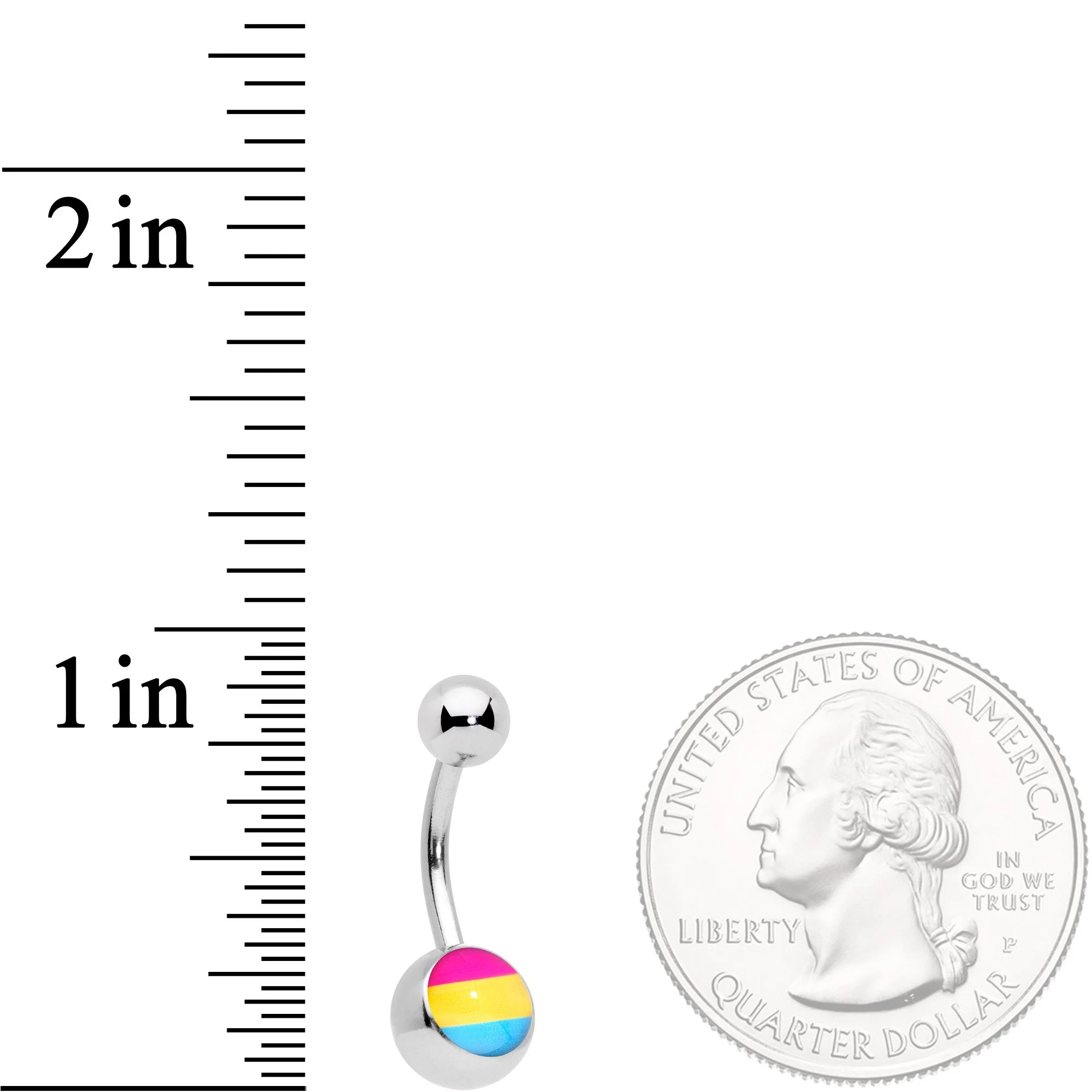 Red Yellow Blue Pansexual Pride Flag Belly Ring - Image 2