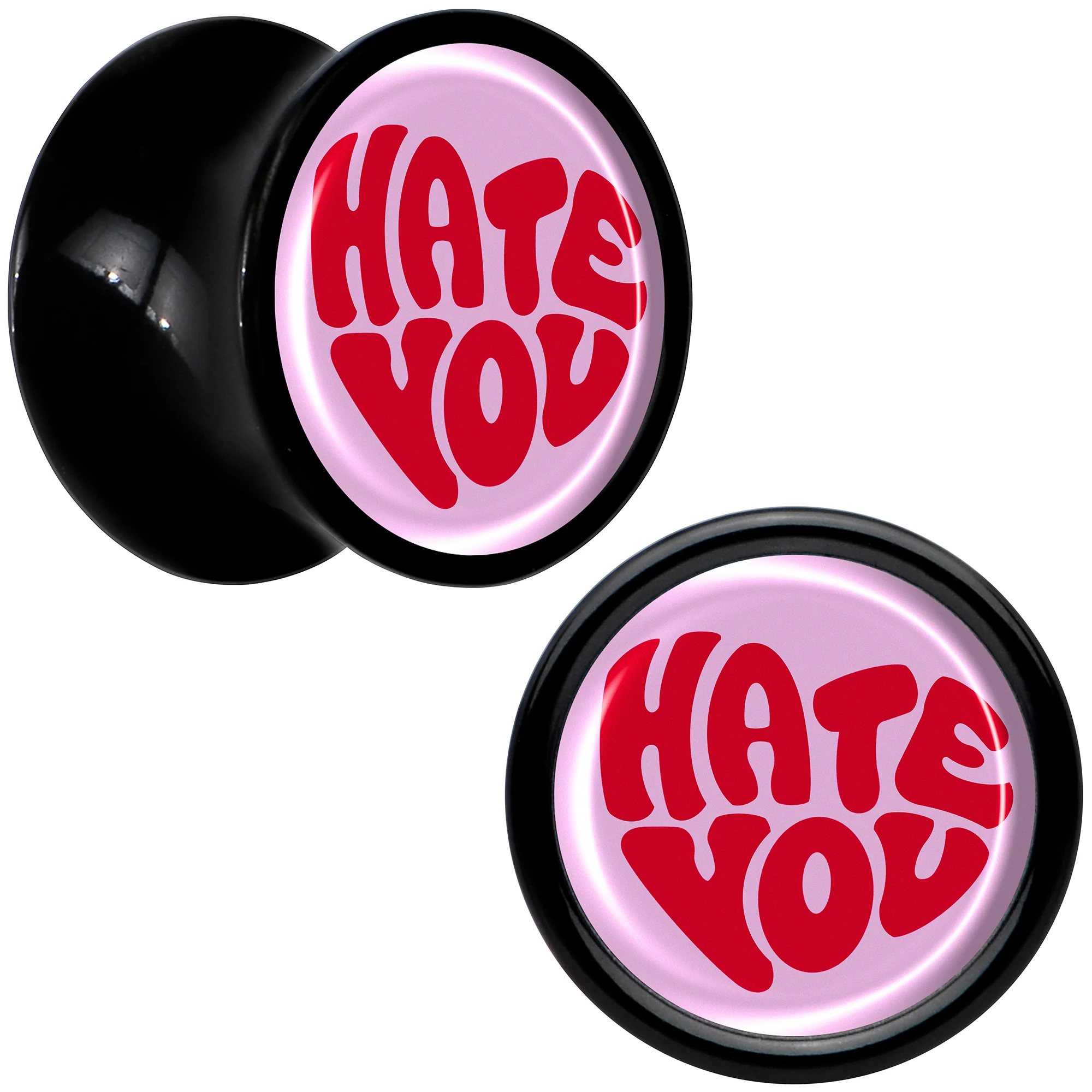 Retro Text Hate You Black Acrylic Saddle Plug Set by Onyx O - Image 13