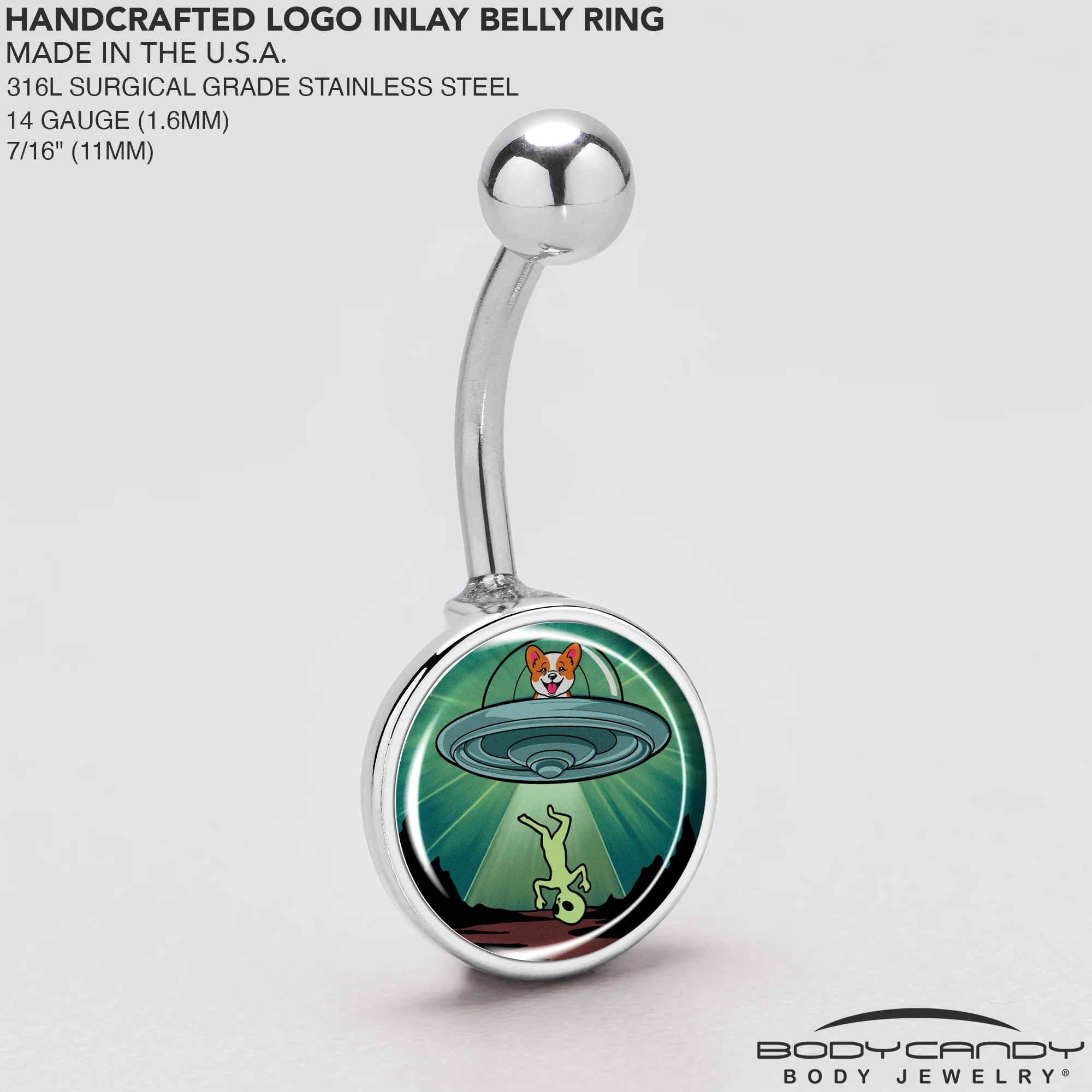 Reverse Alien UFO AbductionBelly Ring by Onyx O - Image 5
